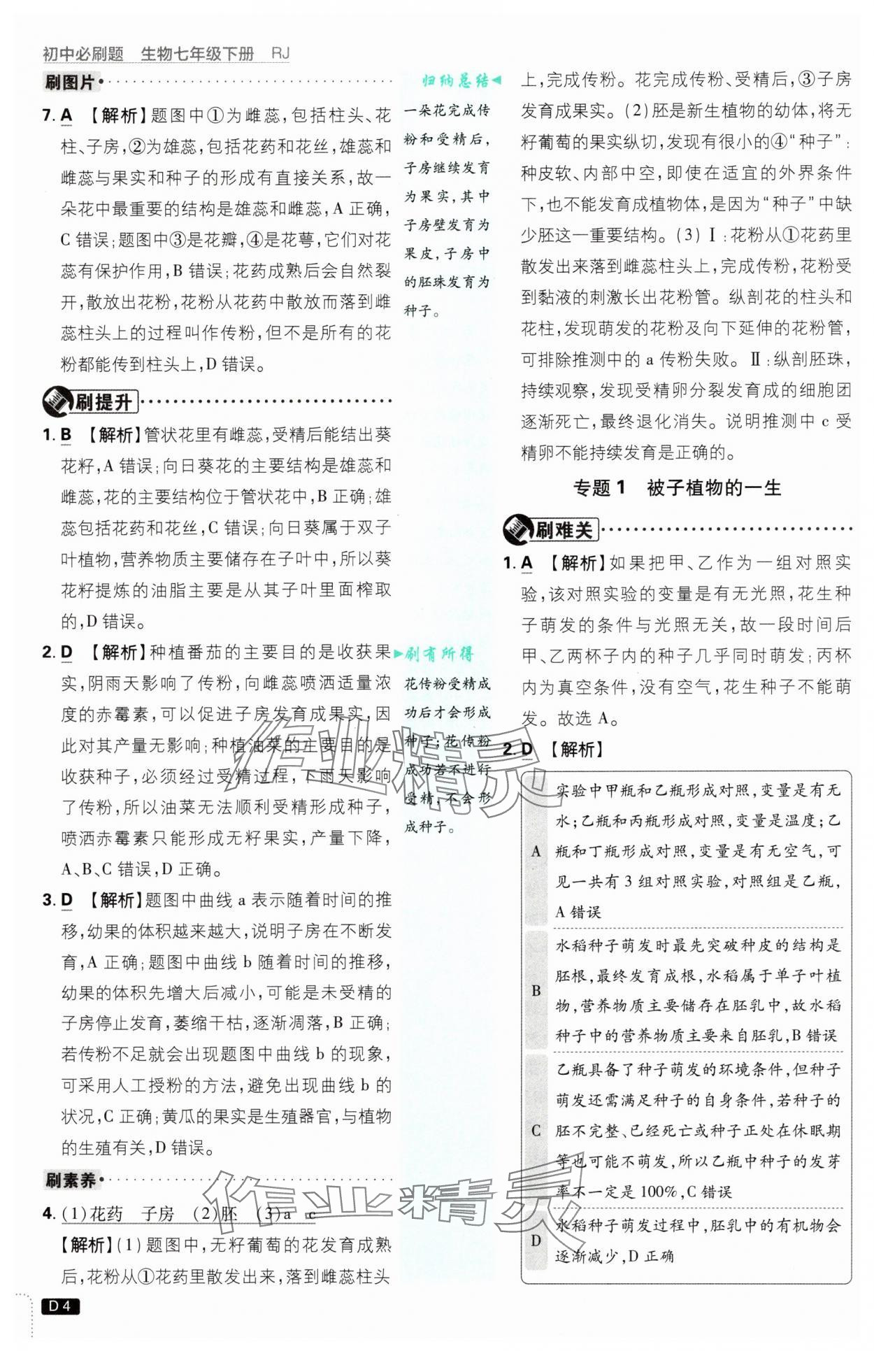 2025年初中必刷题七年级生物下册人教版&nbsp;第4页