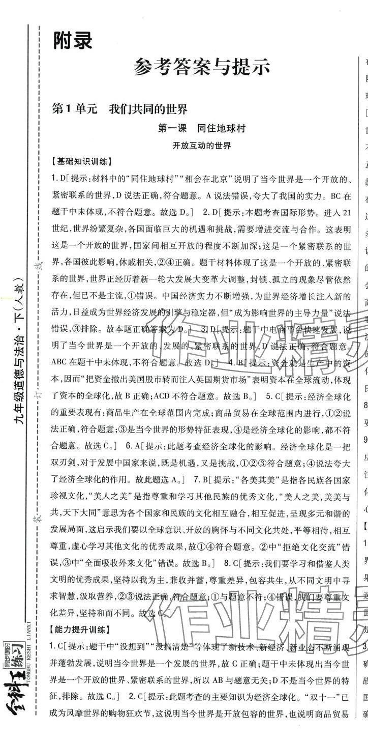 2024年全科王同步課時(shí)練習(xí)九年級(jí)道德與法治下冊(cè)人教版 第2頁