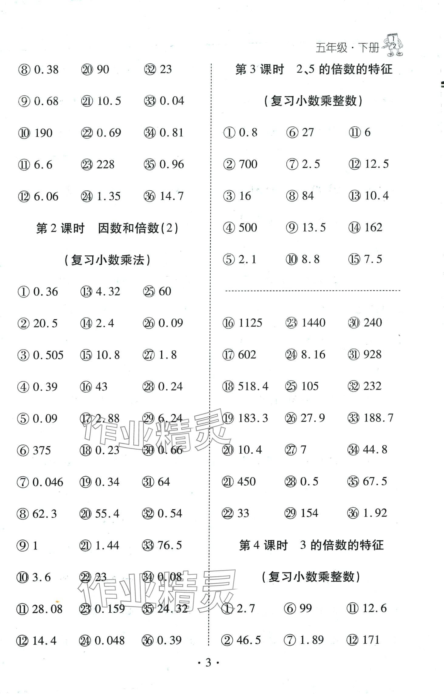 2024年千里马口算天天练五年级数学下册人教版 第3页