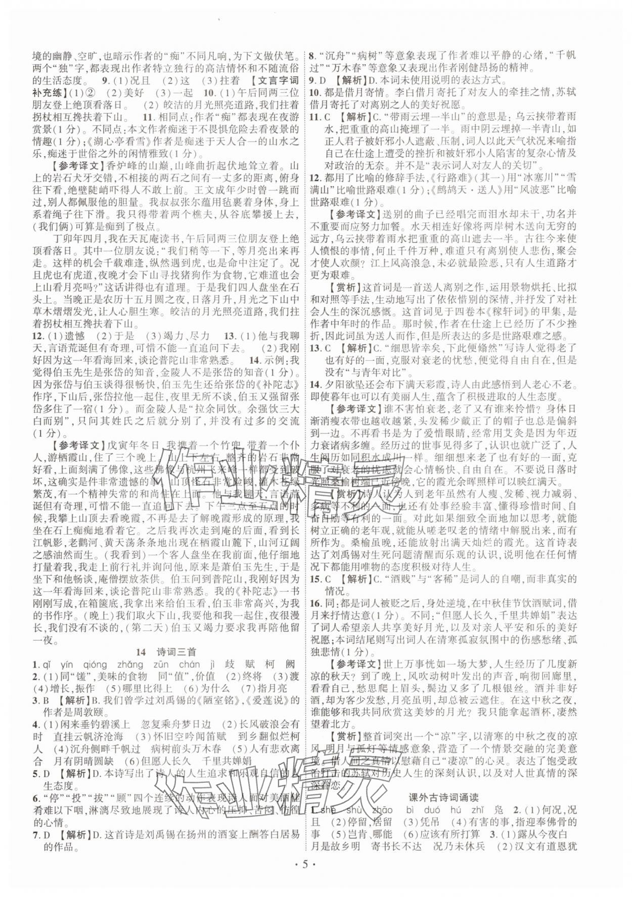 2025年课时掌控九年级语文上册人教版江西专版 第5页