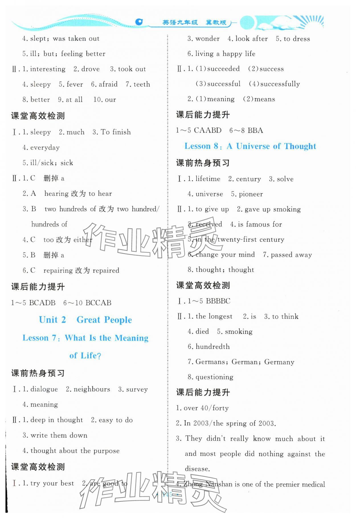 2023年學(xué)力水平同步檢測(cè)與評(píng)估九年級(jí)英語(yǔ)全一冊(cè)冀教版 第3頁(yè)