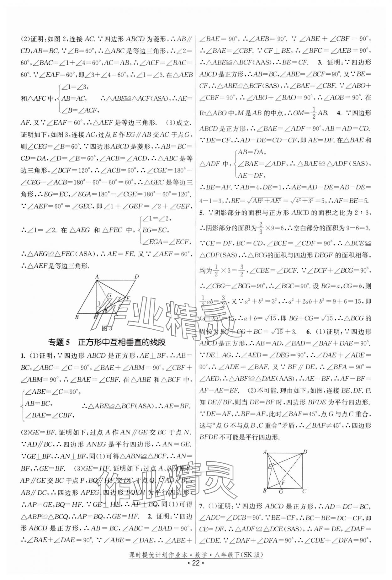 2024年課時提優(yōu)計劃作業(yè)本八年級數(shù)學下冊蘇科版 參考答案第22頁