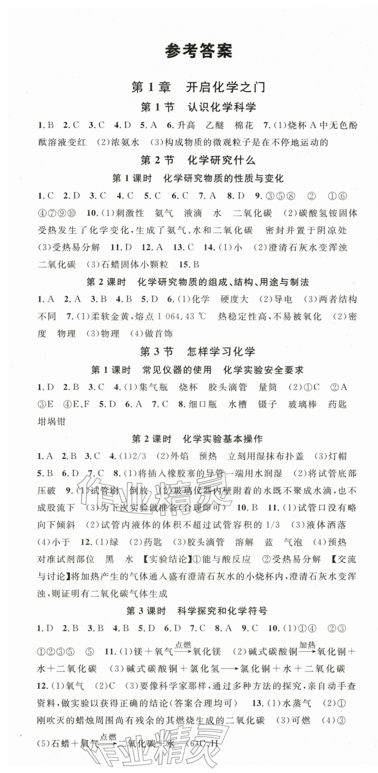 2025年名校课堂九年级化学全一册沪教版 第1页