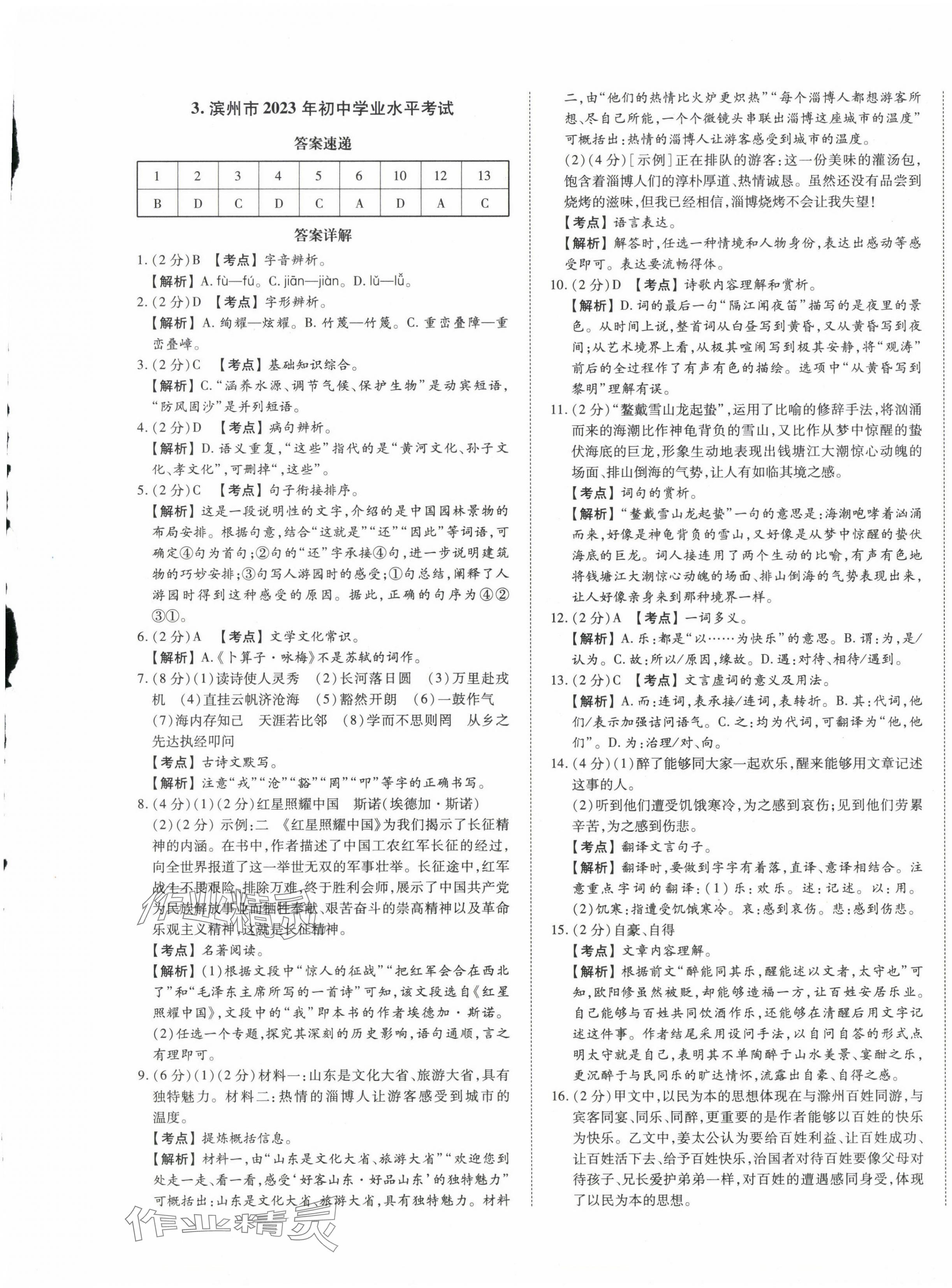 2024年星躍龍門中考真題匯編卷語文人教版山東專版 第5頁
