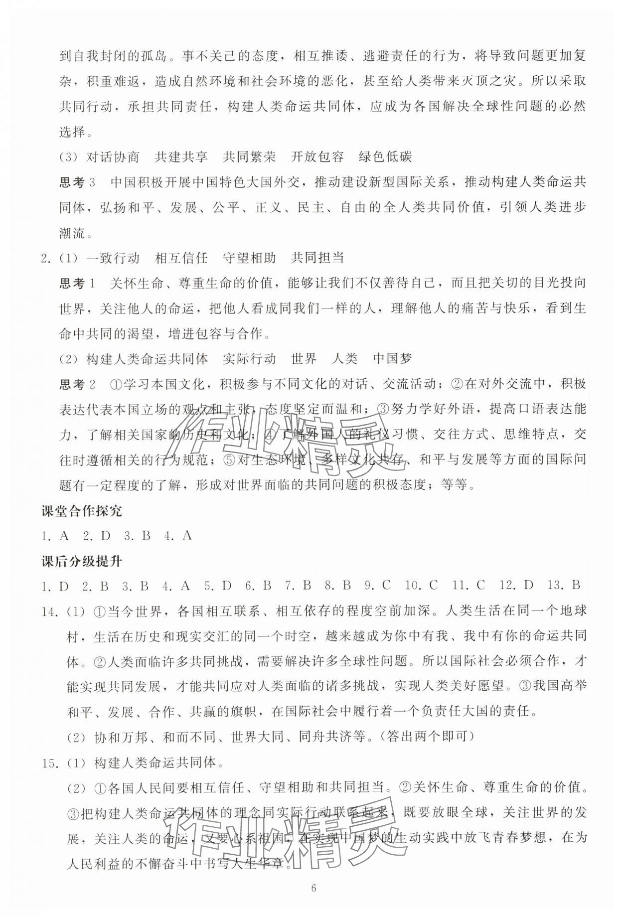 2024年同步輕松練習(xí)九年級(jí)道德與法治下冊(cè)人教版 參考答案第5頁(yè)