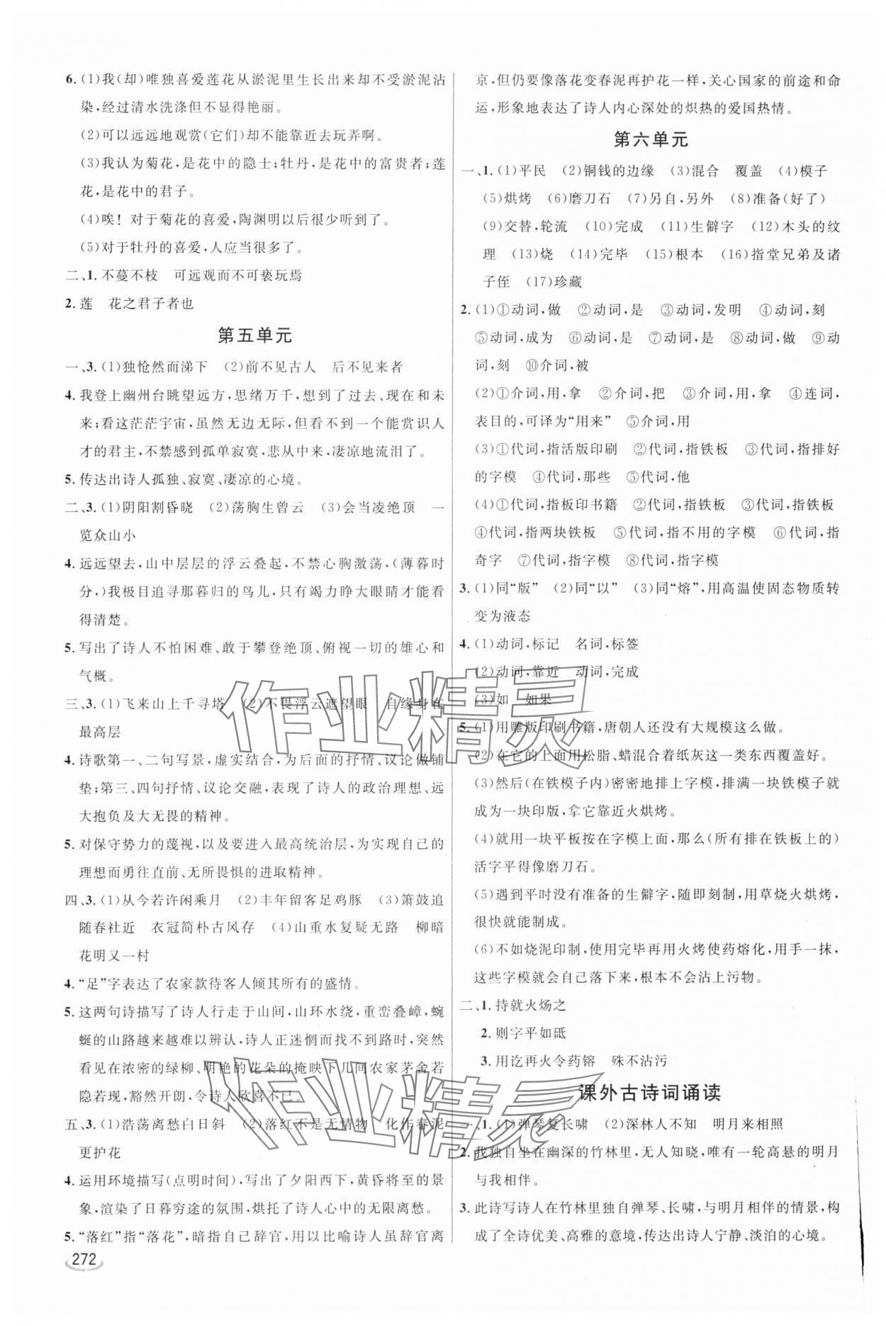 2024年初中學業(yè)水平考試備考指導語文臨沂專版&nbsp;參考答案第6頁