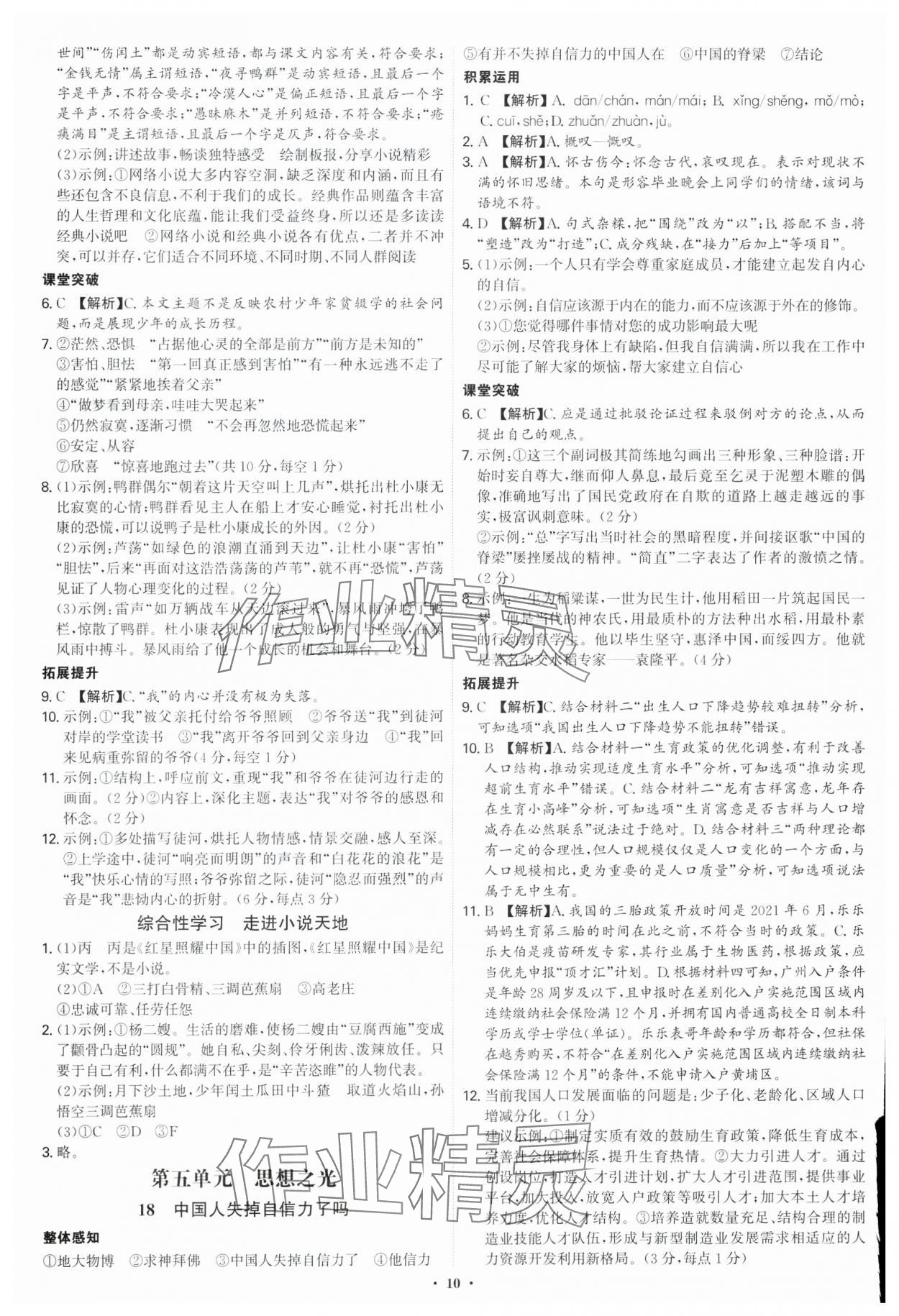 2025年新结构学习测评九年级语文全一册人教版 第10页