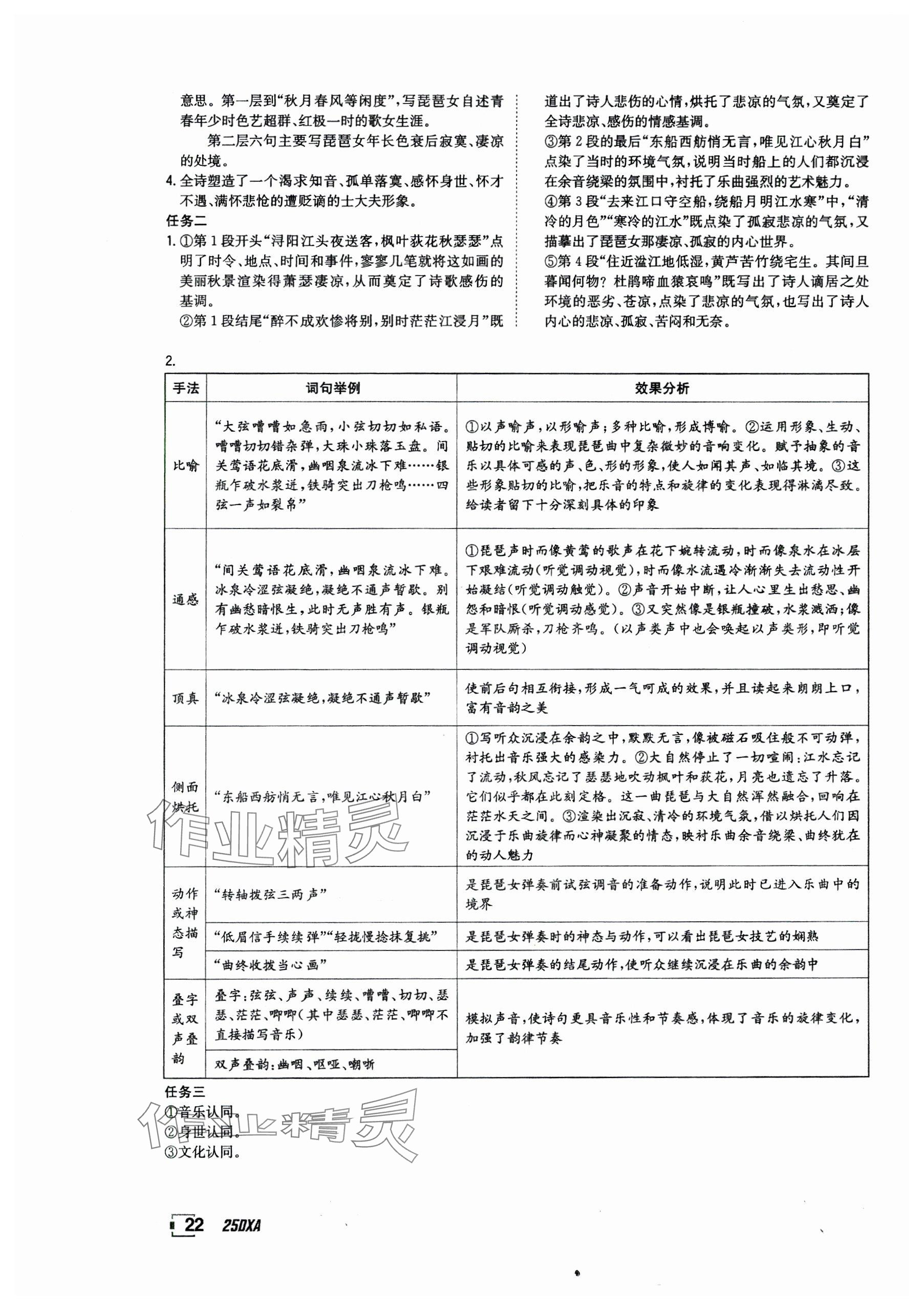 2024年金太阳导学案高中语文必修上册人教版 参考答案第22页