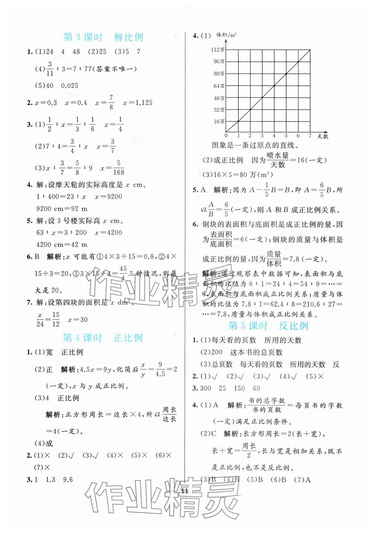 2024年亮點激活提優(yōu)天天練六年級數(shù)學下冊人教版 參考答案第11頁