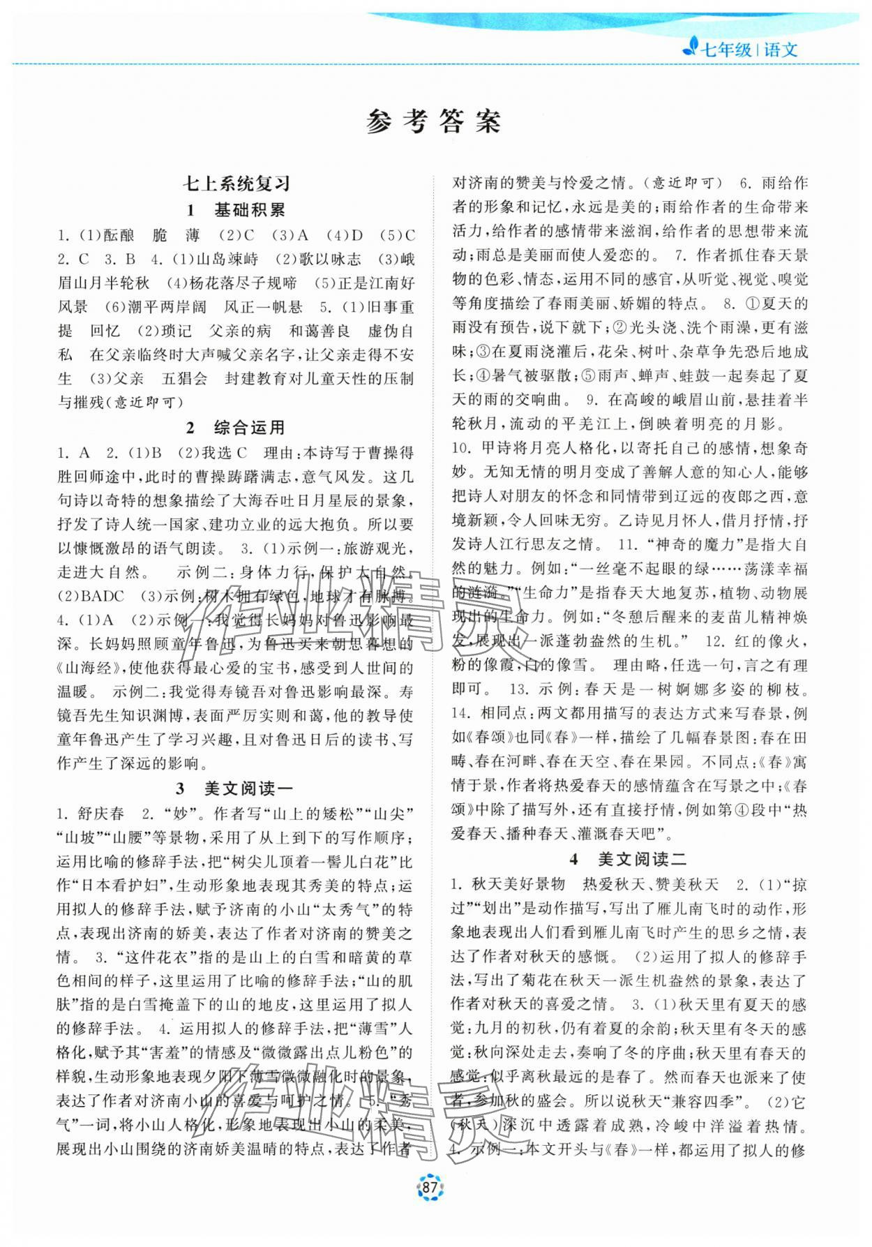 2025年寒假提優(yōu)集訓(xùn)20天七年級(jí)語(yǔ)文 第1頁(yè)