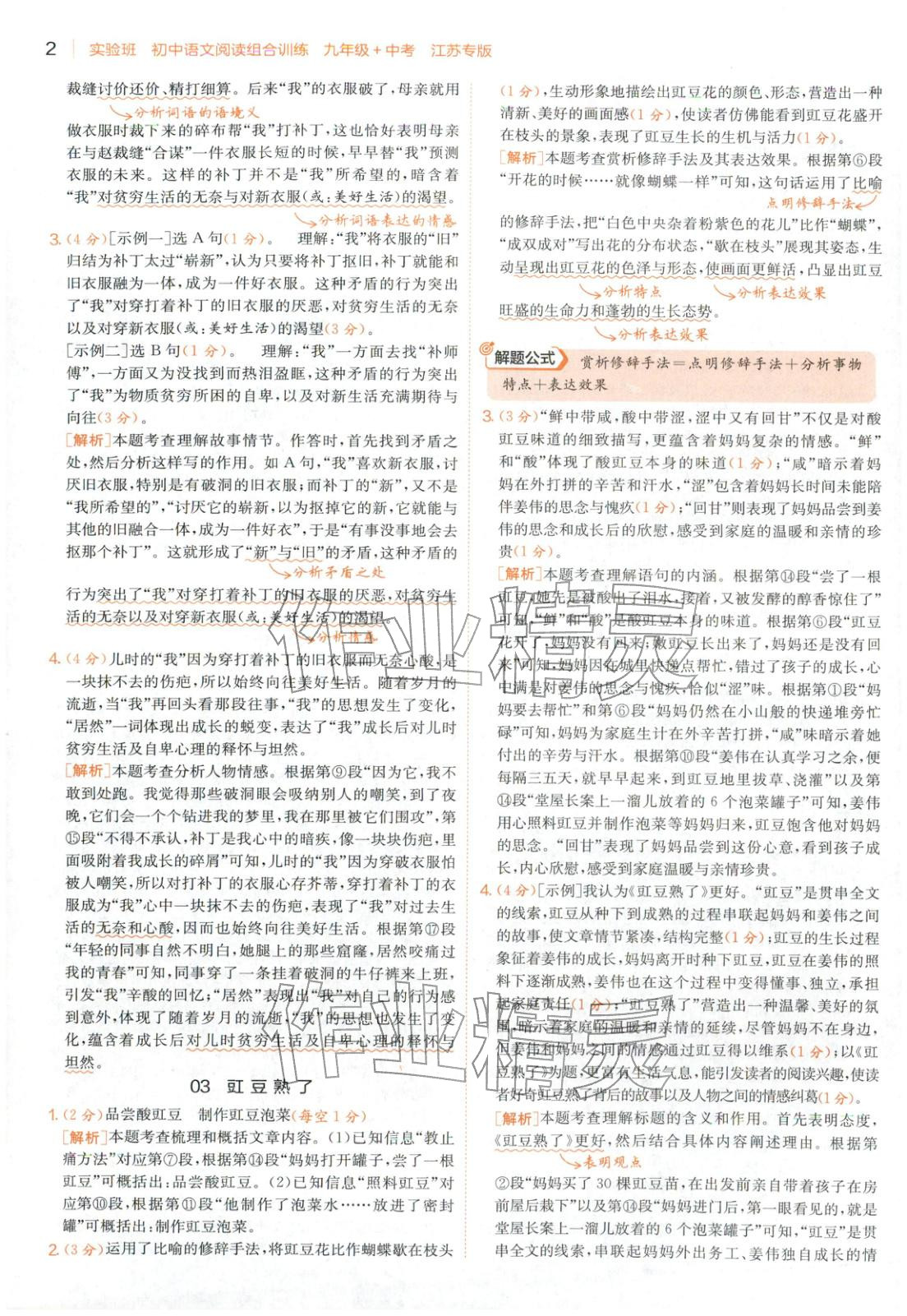 2025年实验班阅读组合训练五合一九年级语文江苏专版&nbsp;第2页