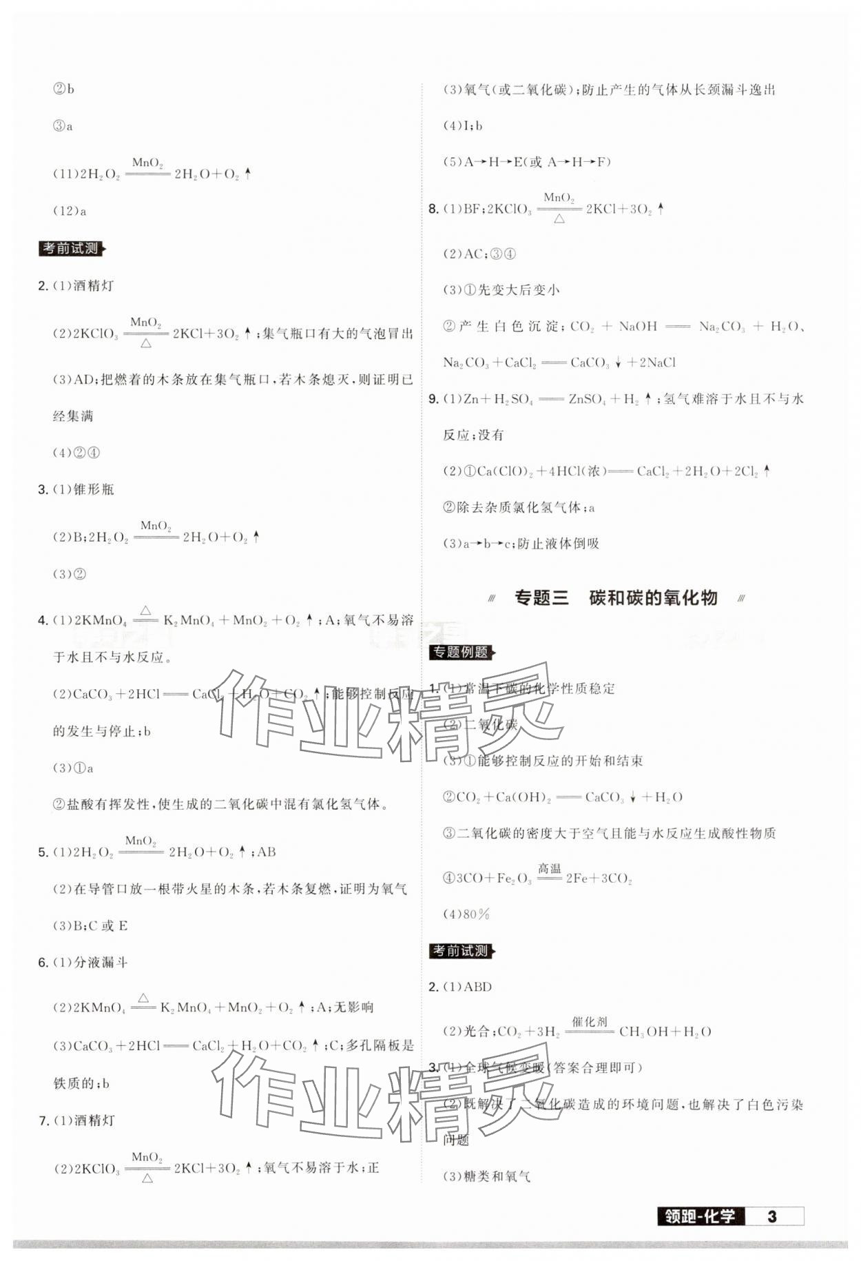 2024年領(lǐng)跑中考化學(xué)二輪總復(fù)習(xí)遼寧專版 參考答案第3頁