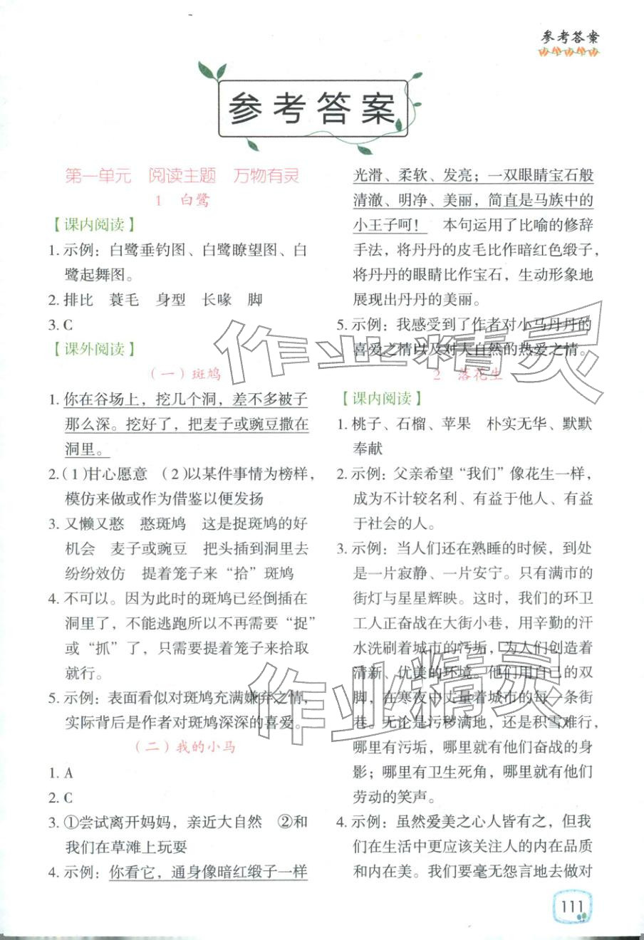 2025年阅读理解强化训练五年级语文上册人教版 第1页