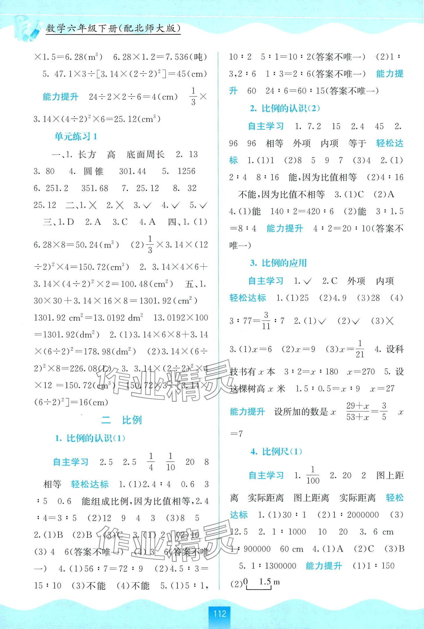 2024年自主學習能力測評六年級數(shù)學下冊北師大版 第2頁