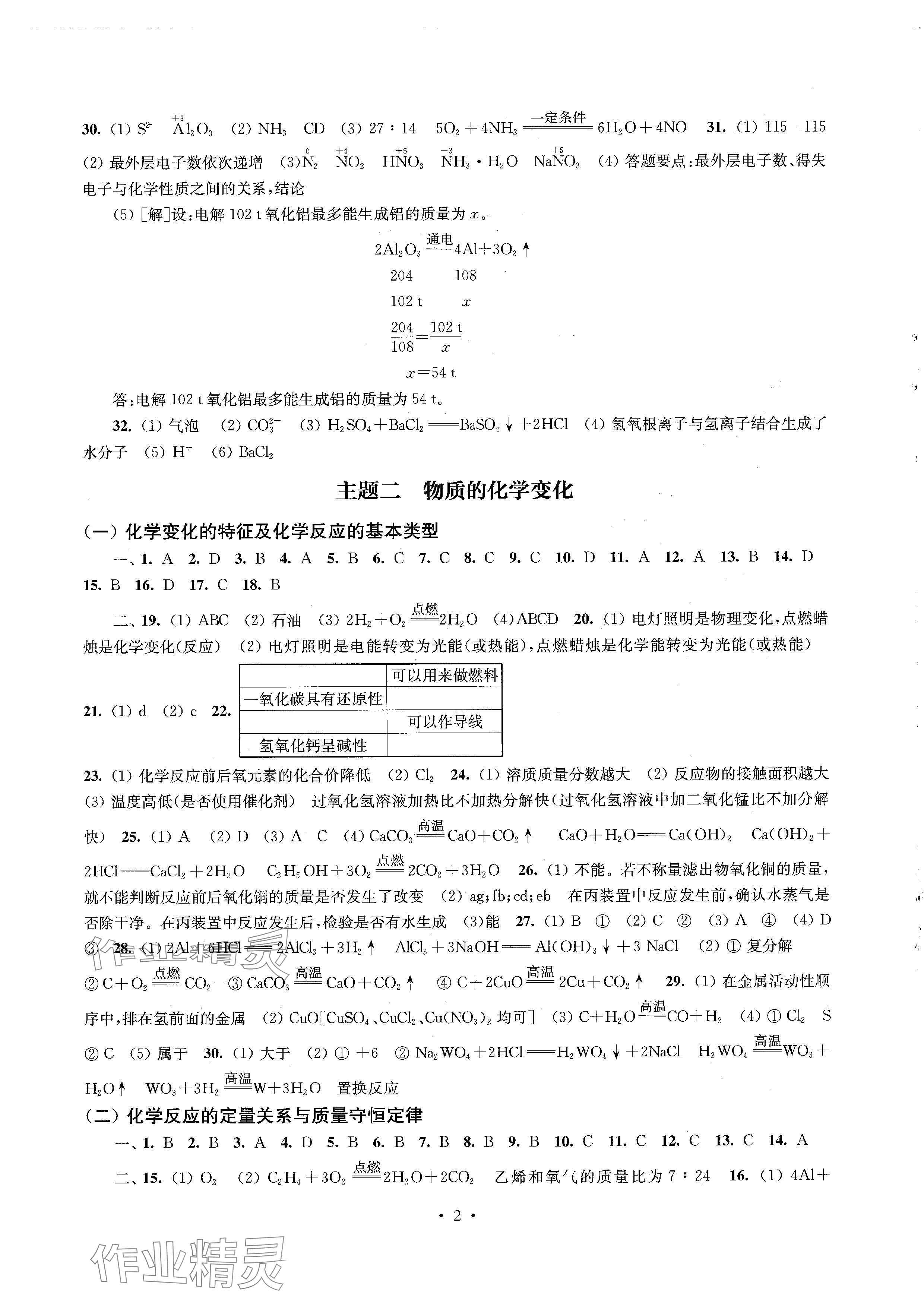 2024年南京市初中總復(fù)習(xí)指南化學(xué) 參考答案第2頁