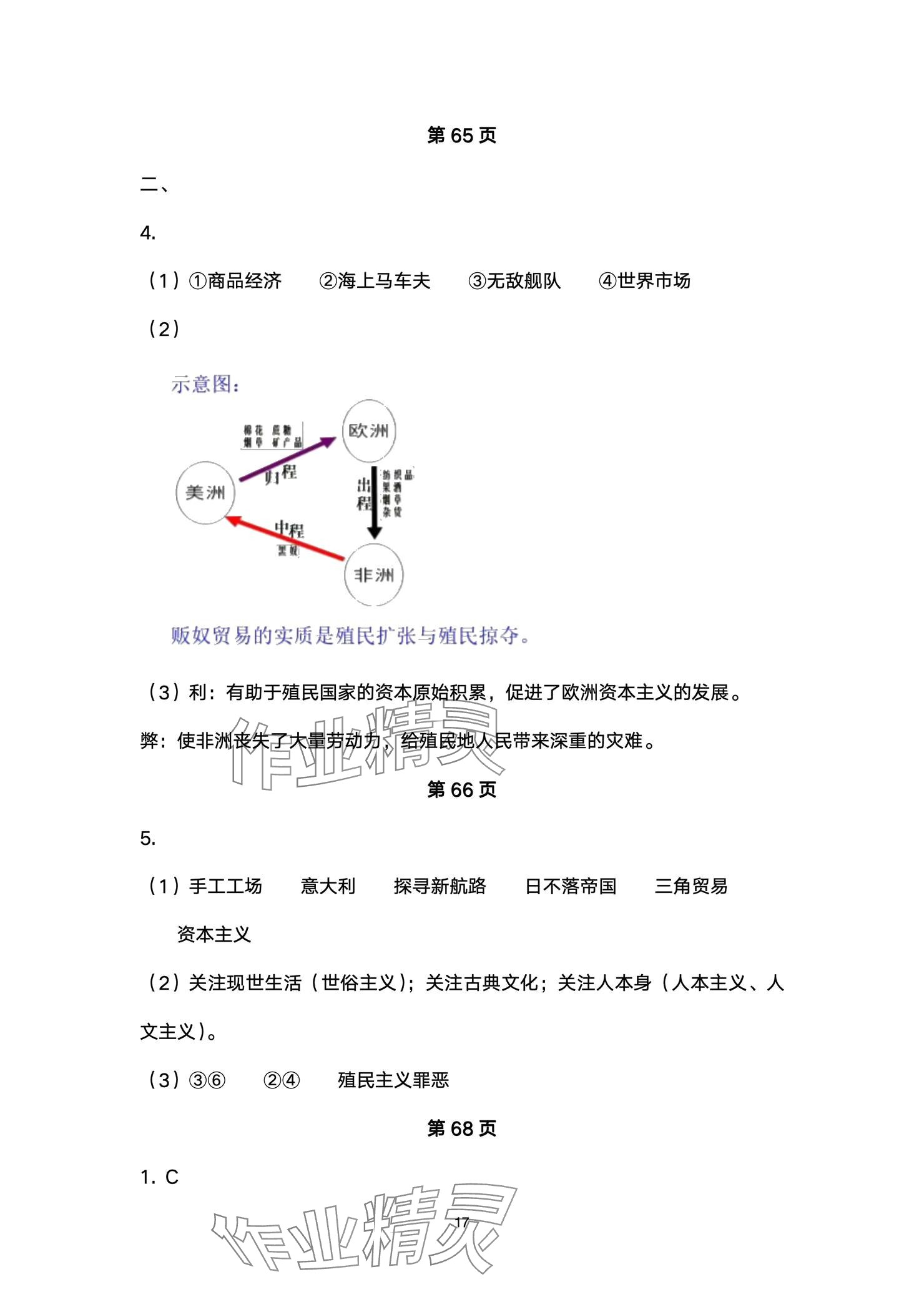 2024年精編精練浙江教育出版社九年級歷史全一冊人教版 參考答案第17頁
