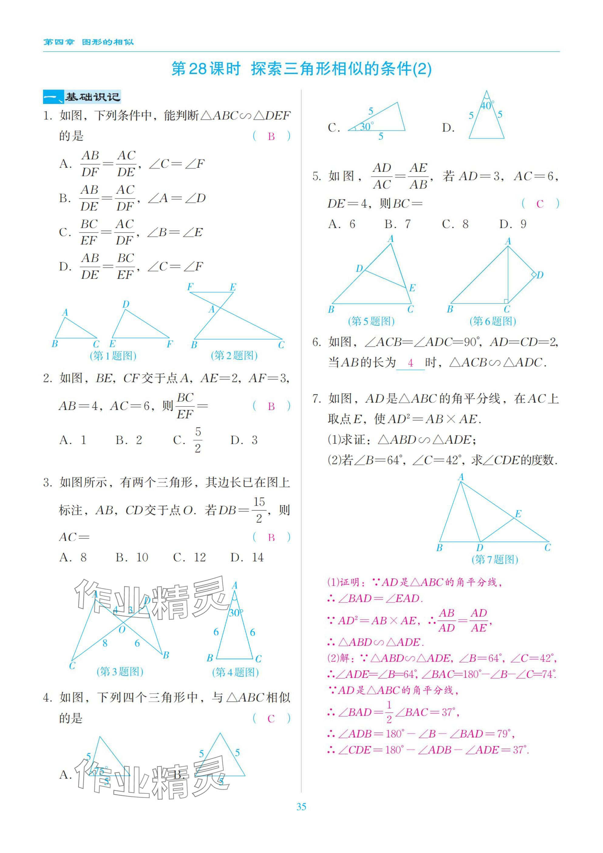 2025年慧學智評九年級數學上冊北師大版 參考答案第35頁