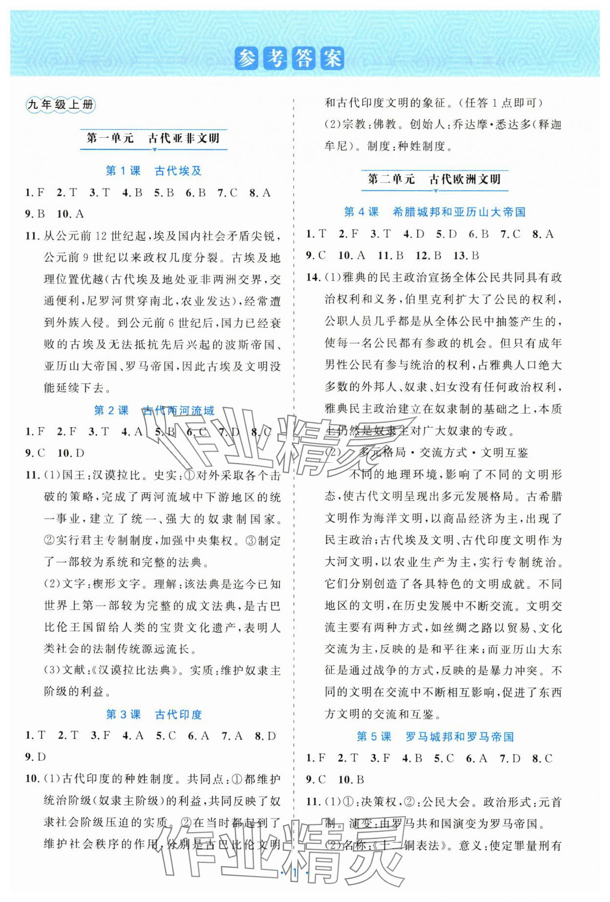 2025年精彩练习就练这一本九年级历史全一册人教版评议教辅 第1页