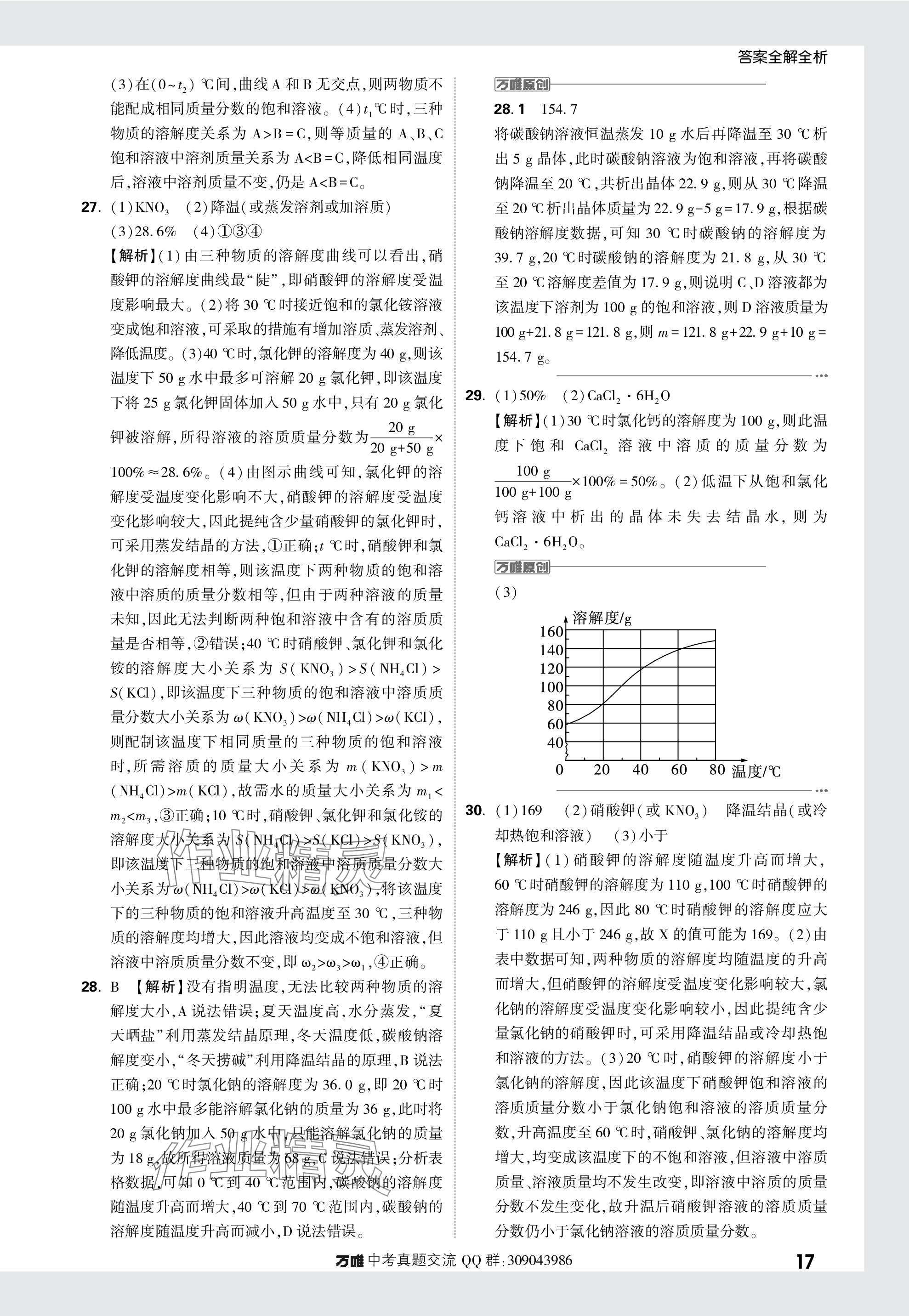 2024年萬(wàn)唯中考真題分類化學(xué) 參考答案第17頁(yè)