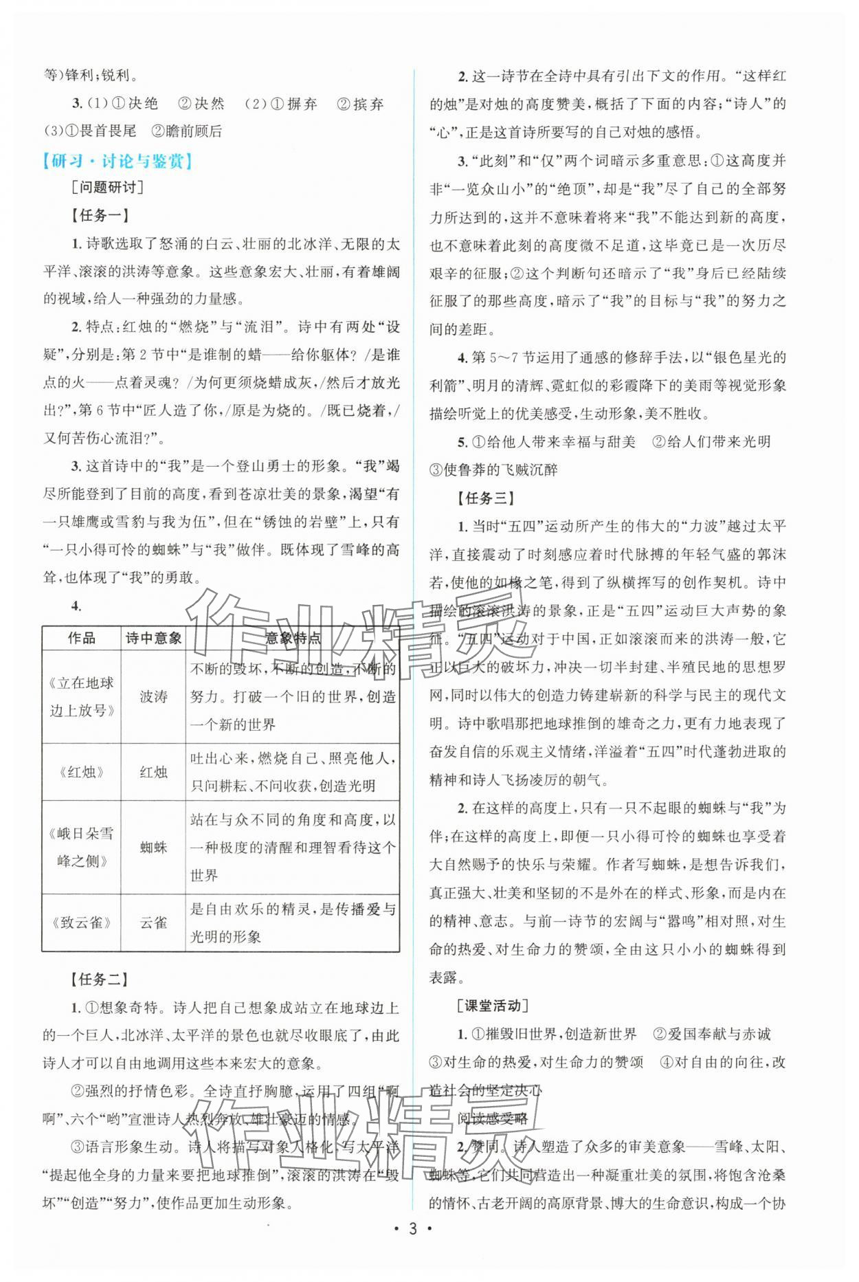 2024年高中同步测控优化设计高中语文必修上册人教版增强版 参考答案第2页