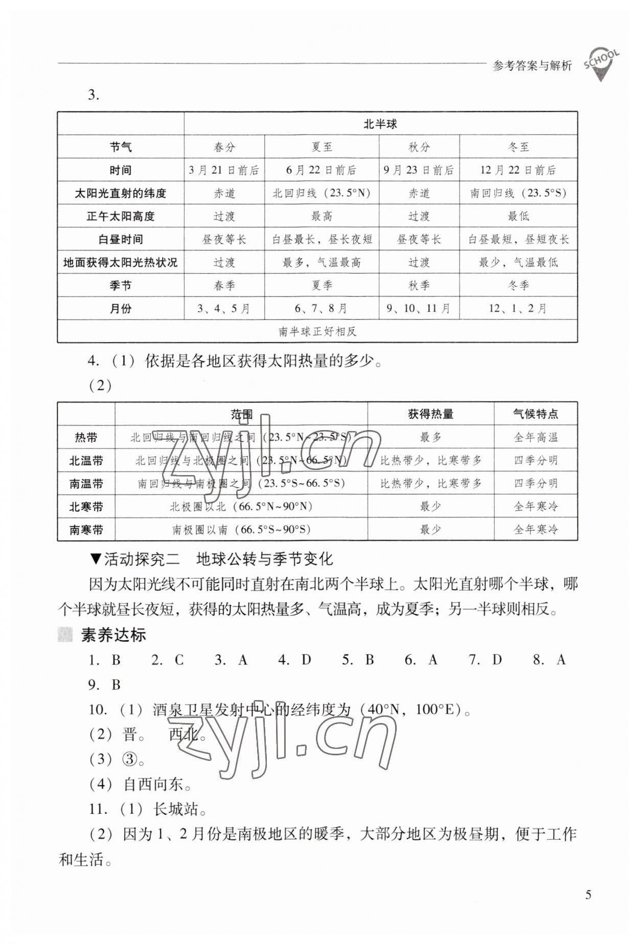 2023年新課程問題解決導(dǎo)學(xué)方案七年級地理上冊晉教版 參考答案第5頁