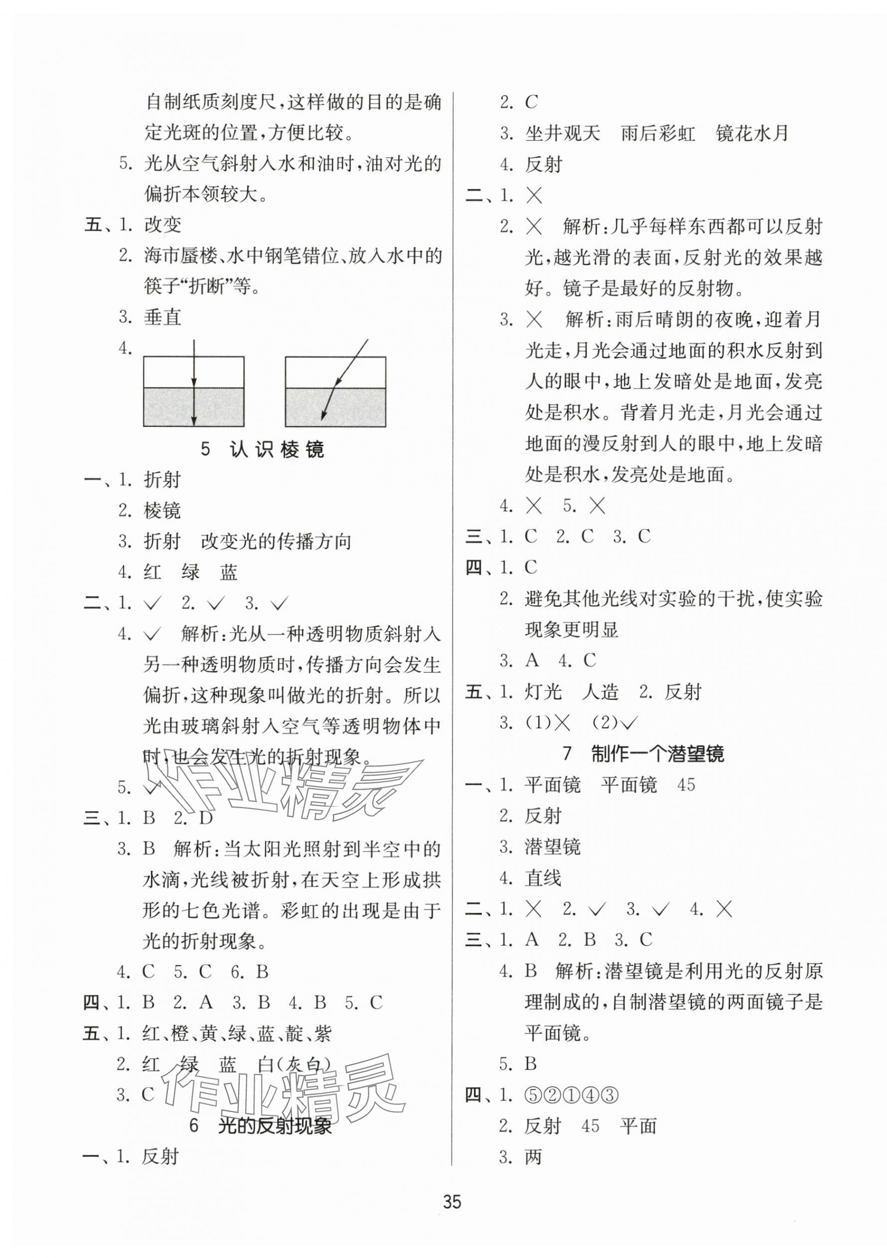 2024年課時訓練江蘇人民出版社五年級科學上冊教科版 參考答案第3頁