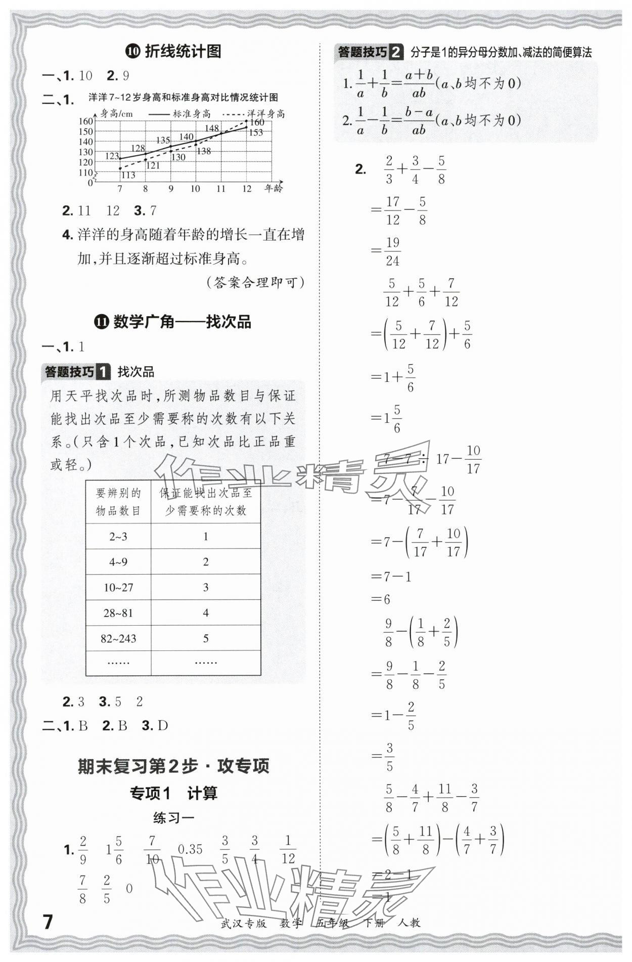 2024年王朝霞期末真題精編五年級(jí)數(shù)學(xué)下冊(cè)人教版武漢專版 參考答案第7頁(yè)