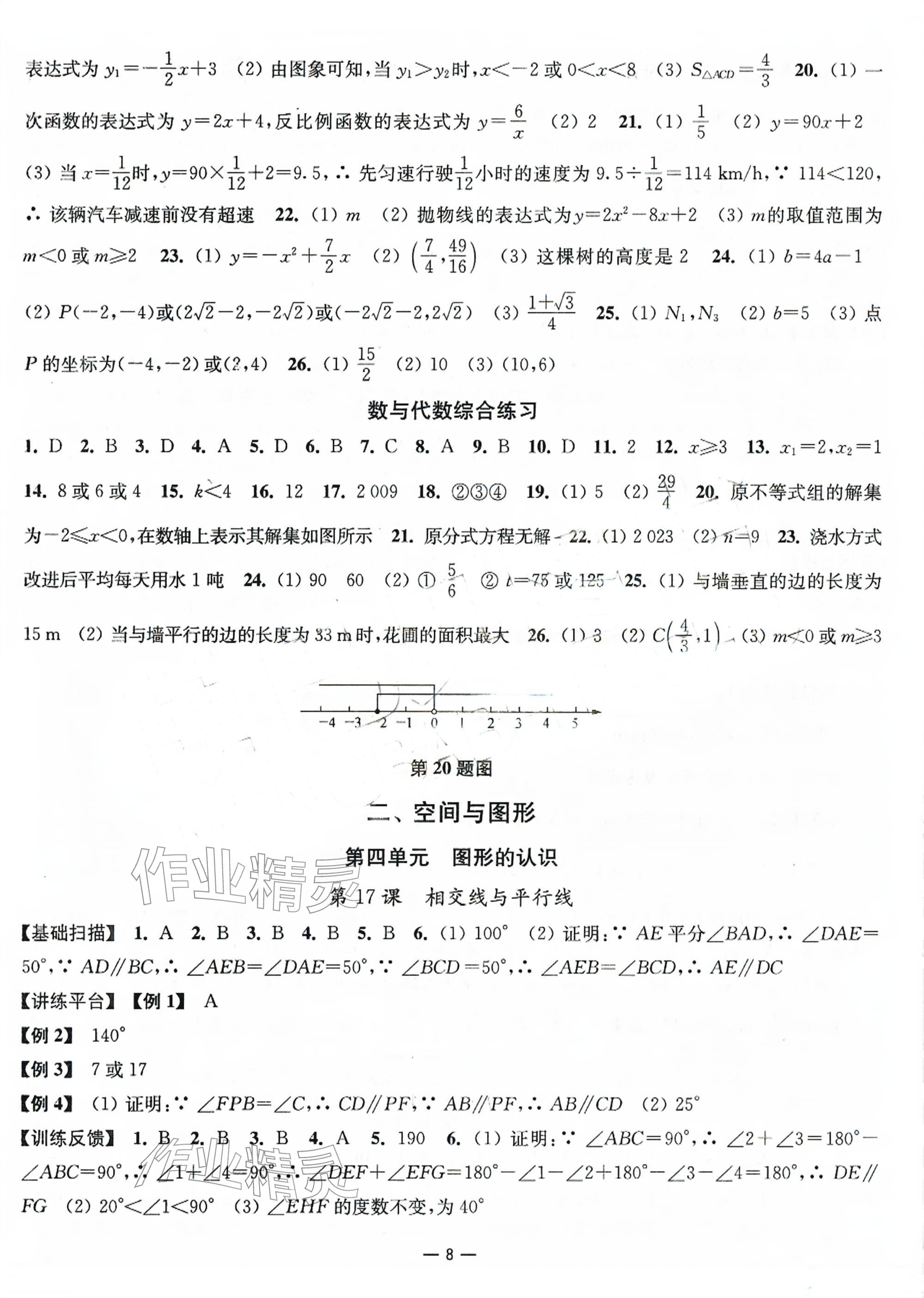 2026年中考指南数学江苏专用&nbsp;参考答案第8页