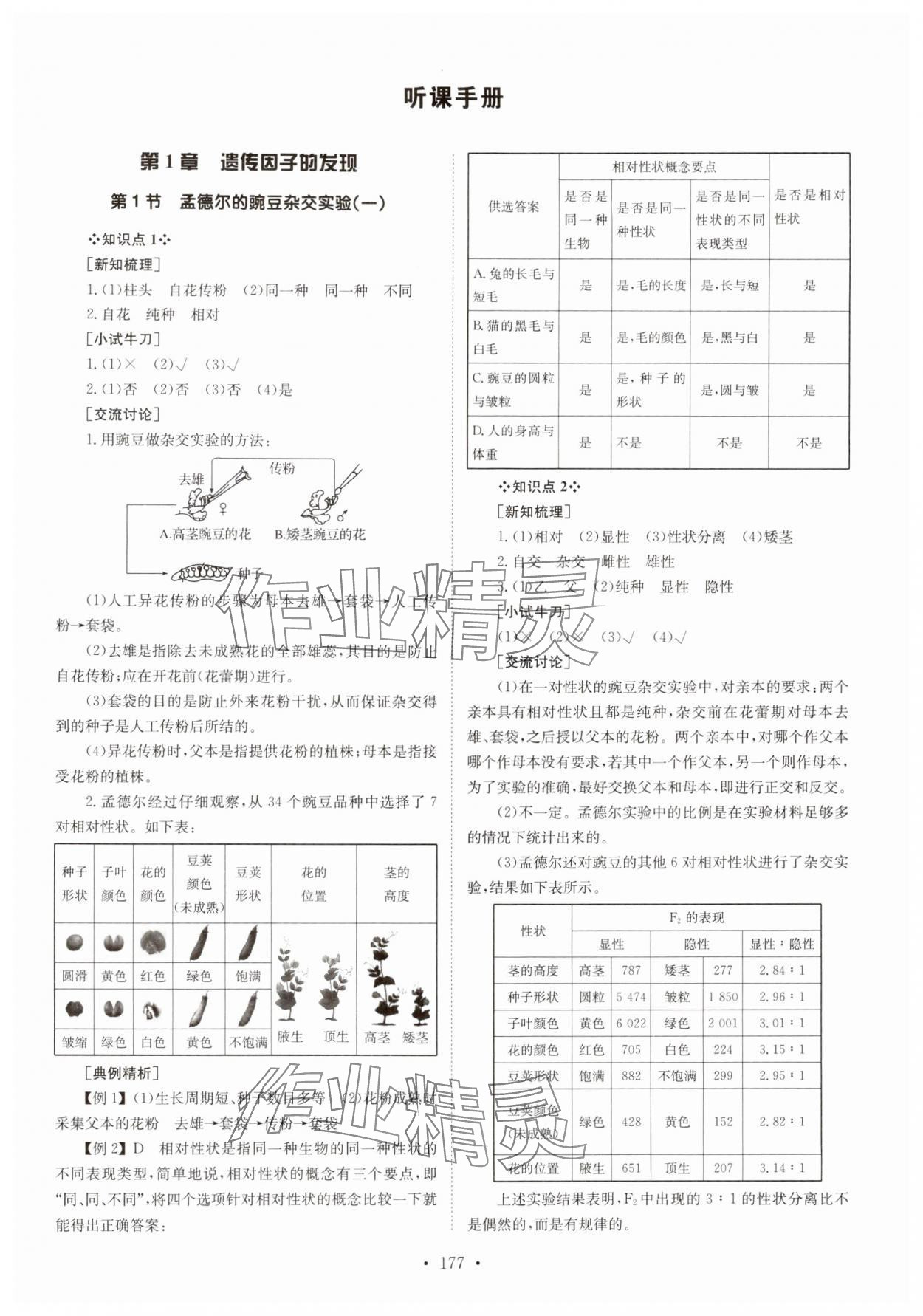 2024年高中同步導(dǎo)練高中生物必修2人教版 參考答案第1頁