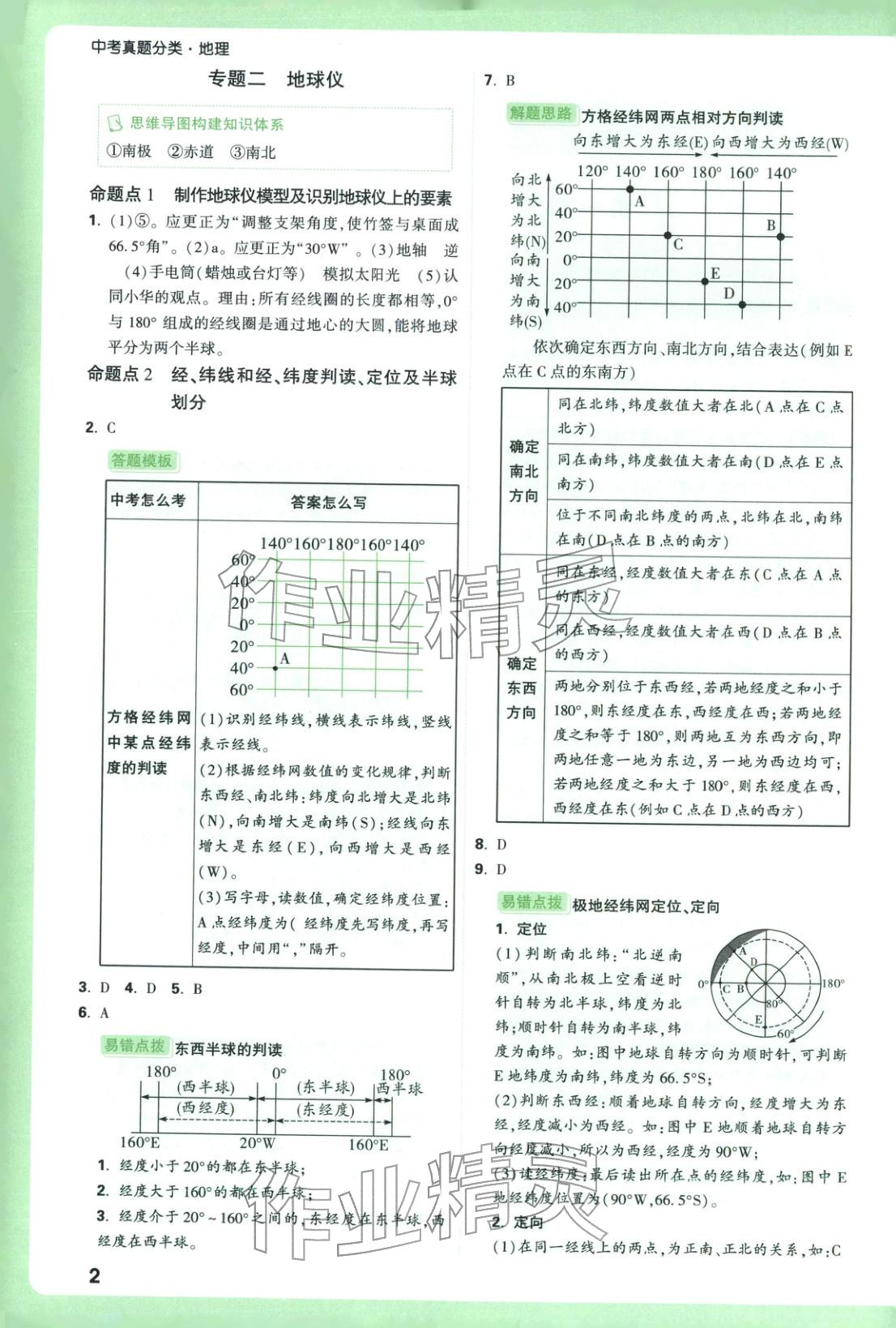 2026年万唯中考真题分类地理 参考答案第2页