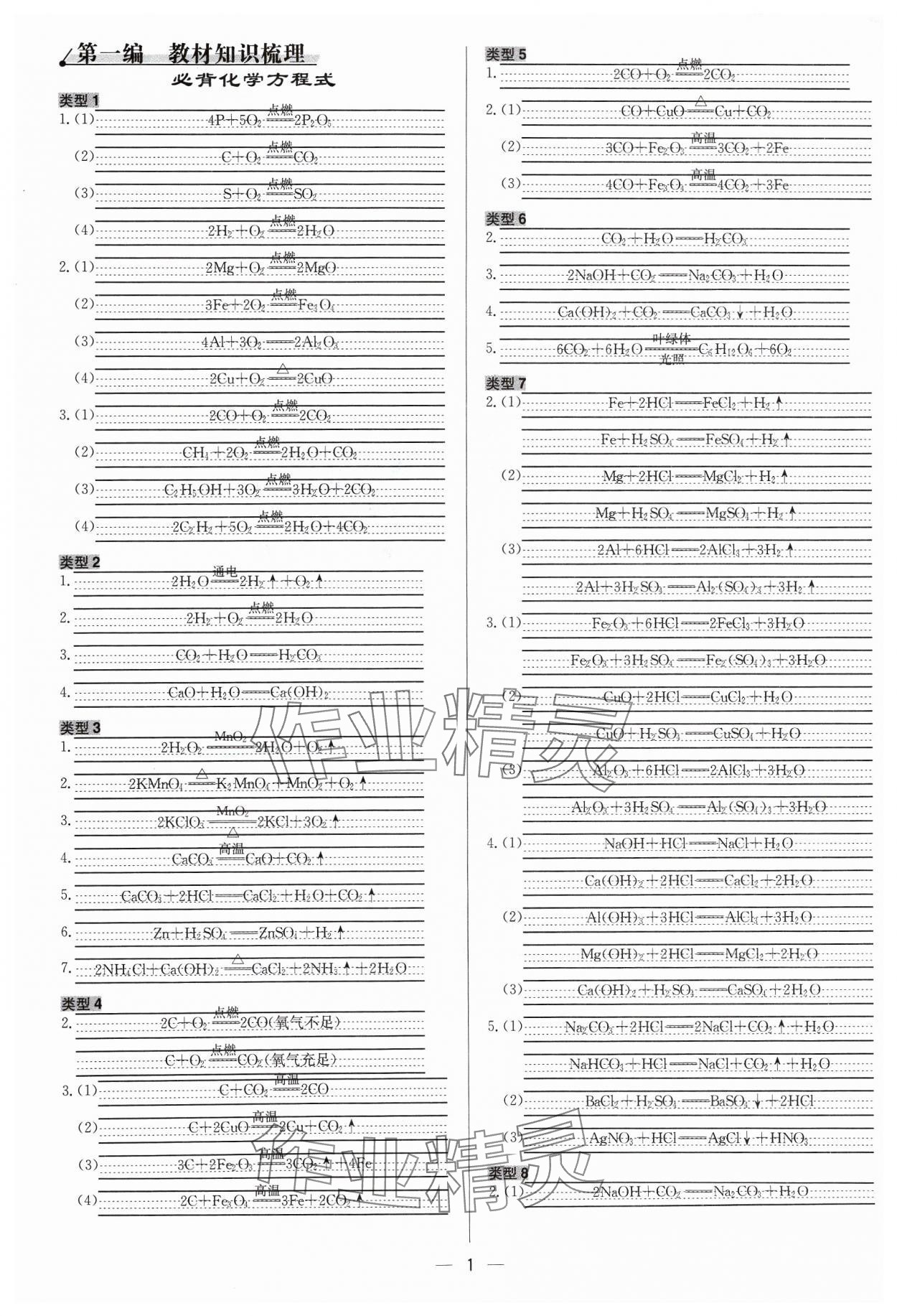 2024年中考對策化學魯教版 參考答案第1頁