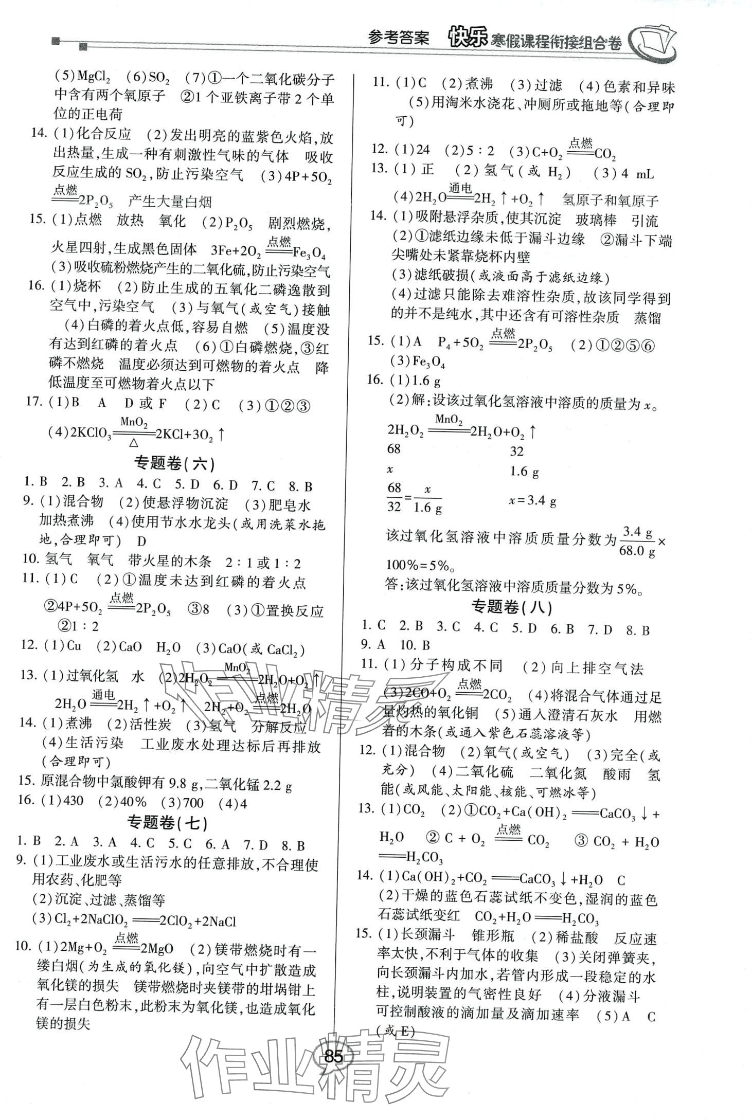 2024年快乐寒假课程衔接组合卷九年级化学科粤版 第2页