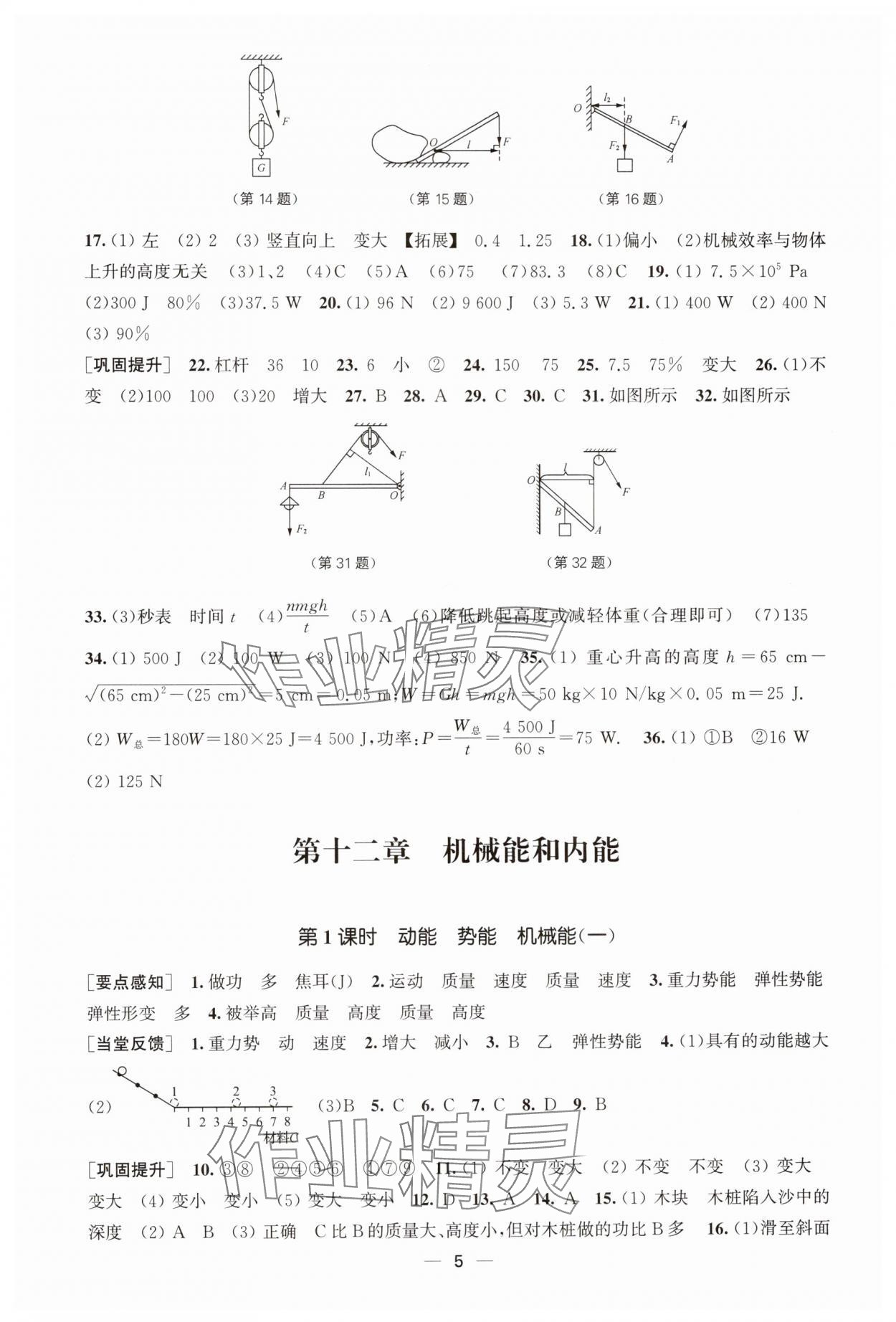 2024年能力素养与学力提升九年级物理上册苏科版 第5页