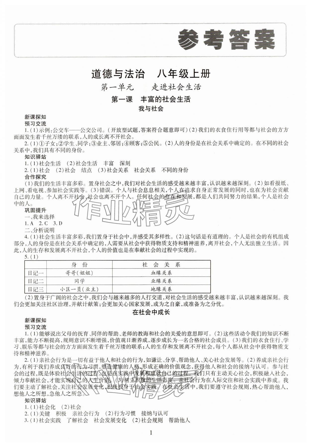 2023年智慧學(xué)習(xí)導(dǎo)學(xué)練八年級(jí)道德與法治上冊人教版 第1頁