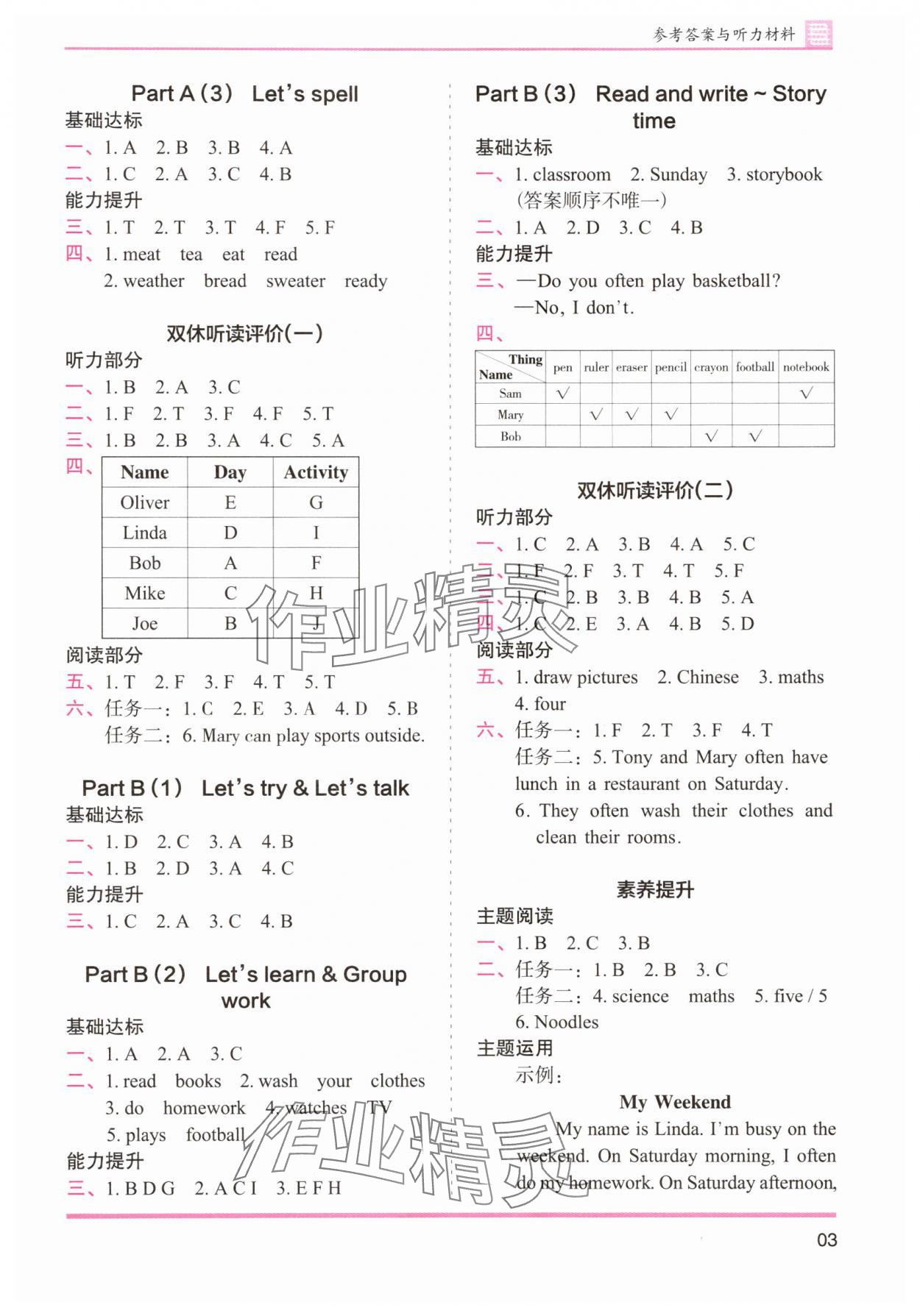 2025年木頭馬分層課課練五年級(jí)英語(yǔ)上冊(cè)人教版 參考答案第3頁(yè)