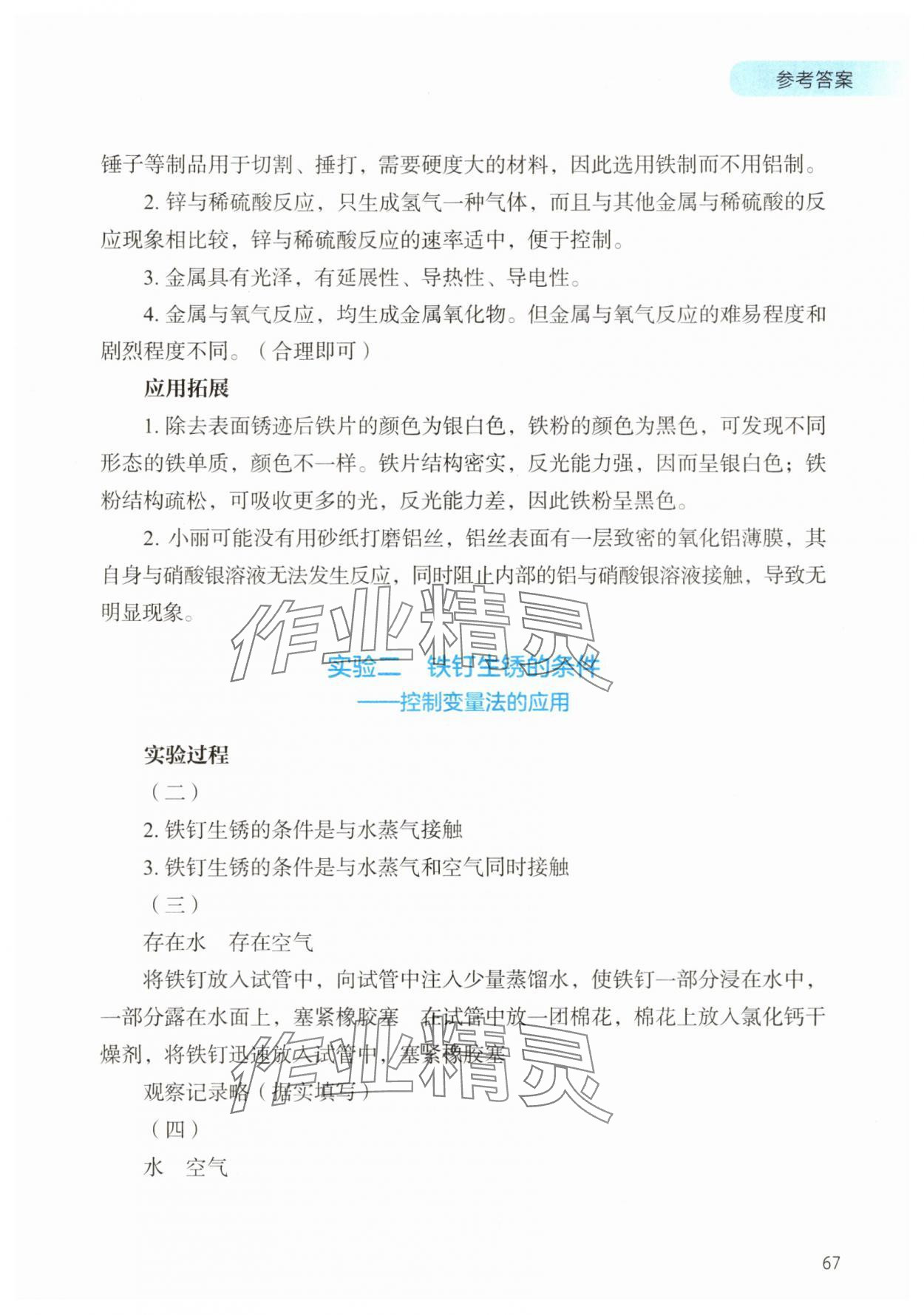 2025年化學實驗冊九年級下冊人教版 第3頁