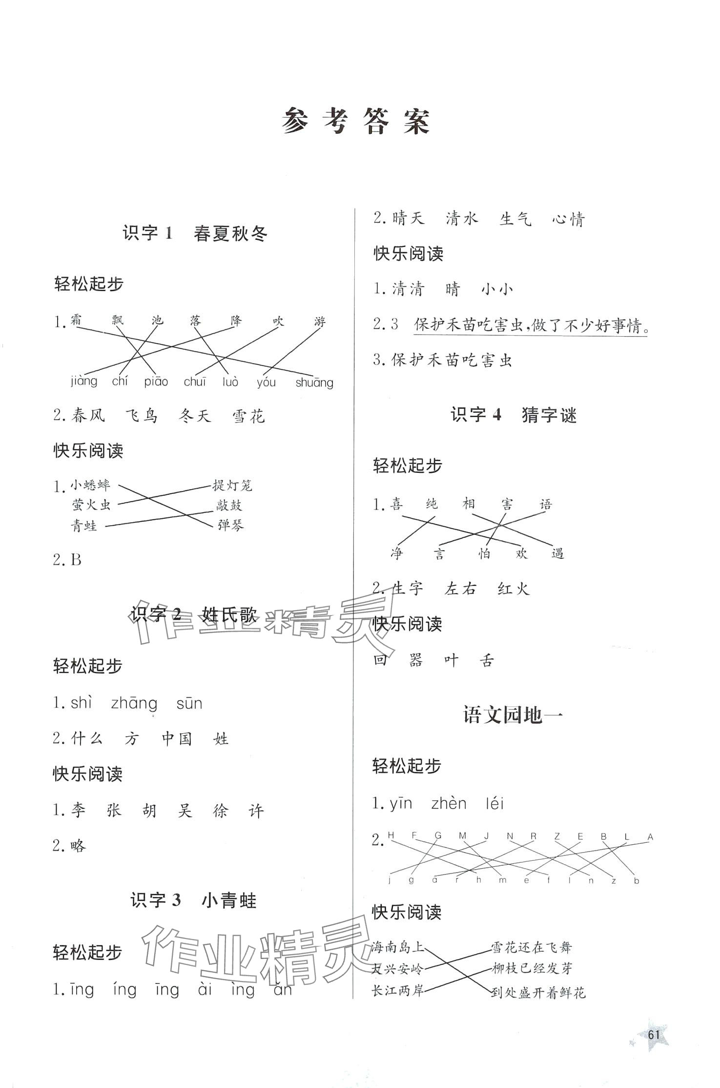 2024年同步練習(xí)冊(cè)山東人民出版社一年級(jí)語(yǔ)文下冊(cè)人教版 第1頁(yè)