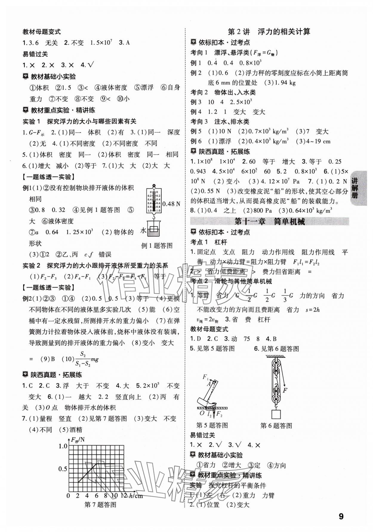 2024年中考一練通物理陜西專版 參考答案第8頁