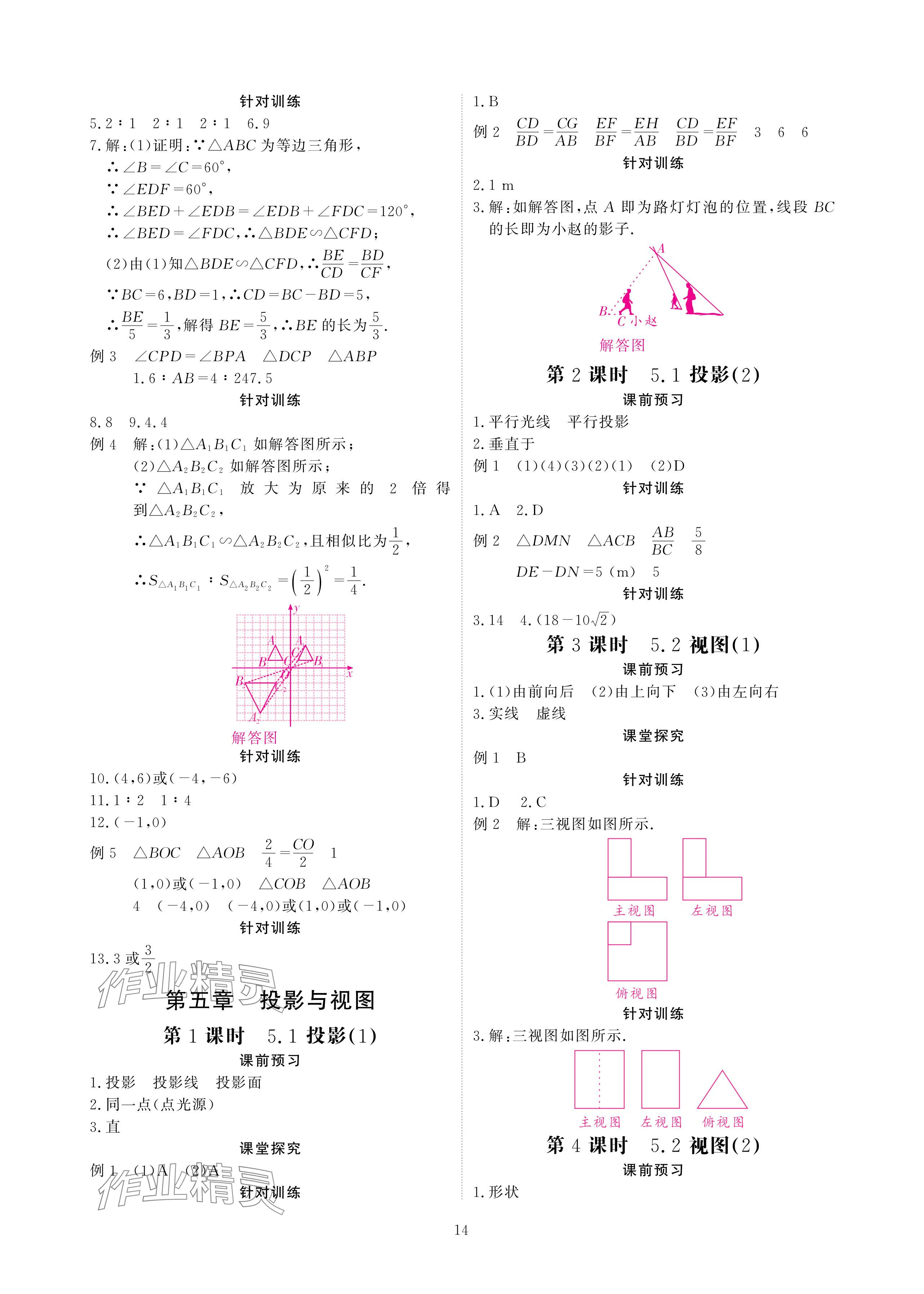 2024年优课堂给力A加九年级数学全一册北师大版 参考答案第14页