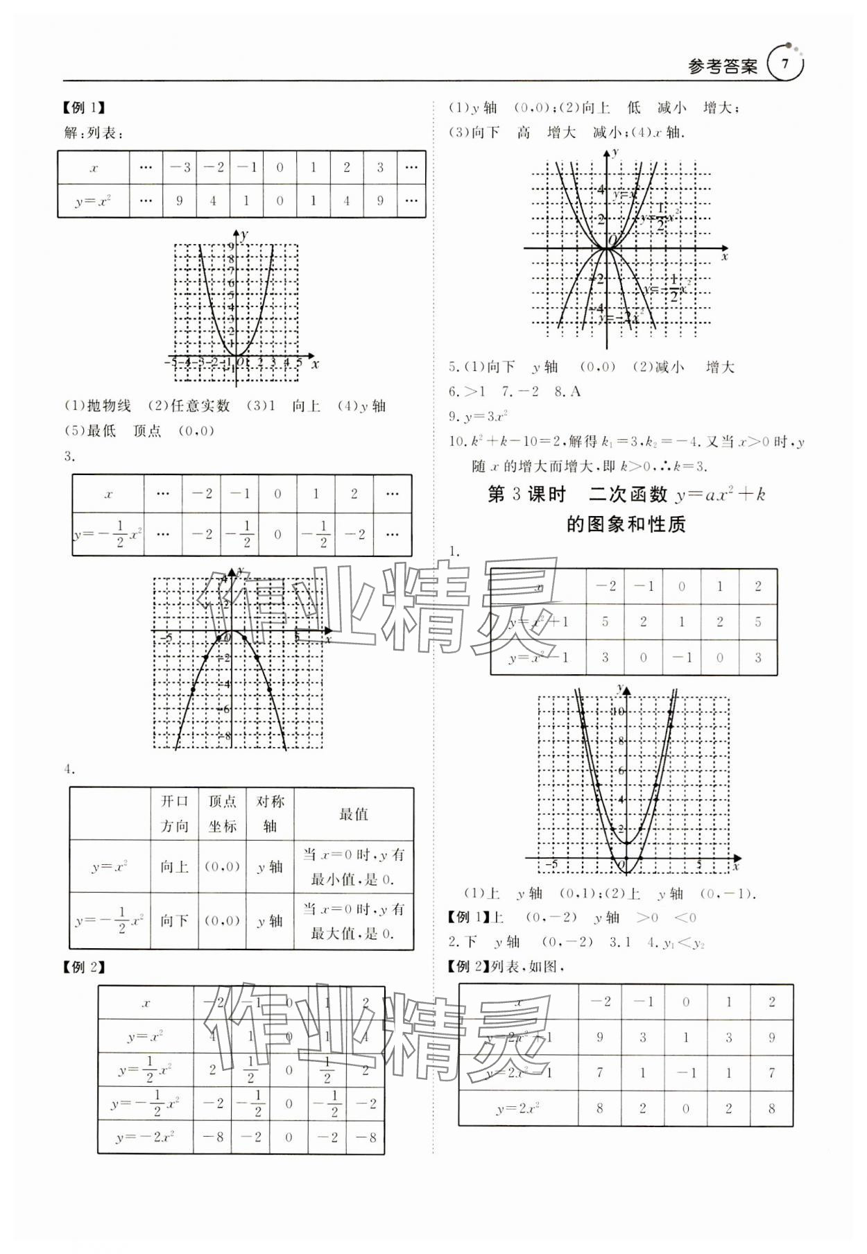 2023年课程导学九年级数学全一册人教版 参考答案第7页