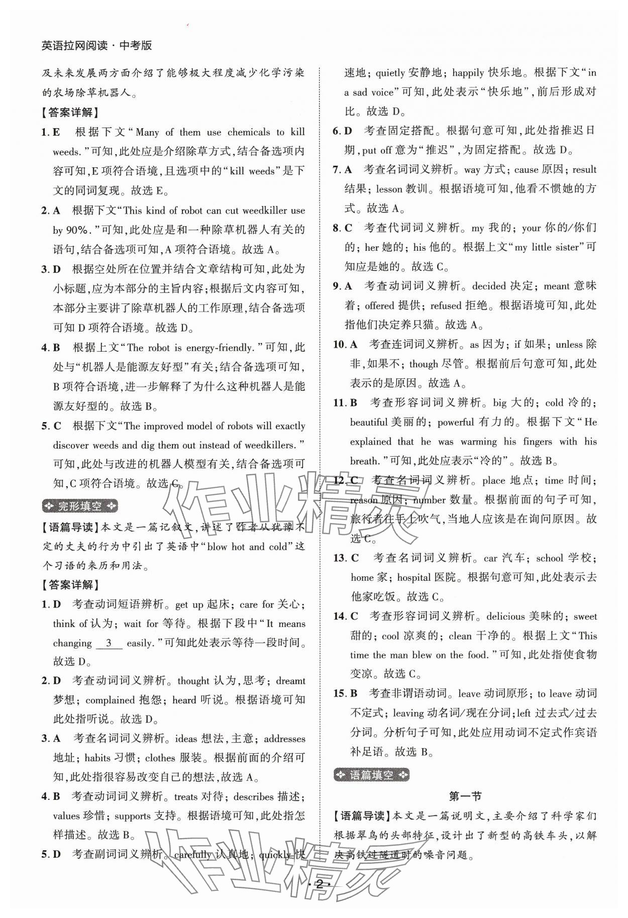 2025年阅读拉网训练九年级英语人教版 第2页