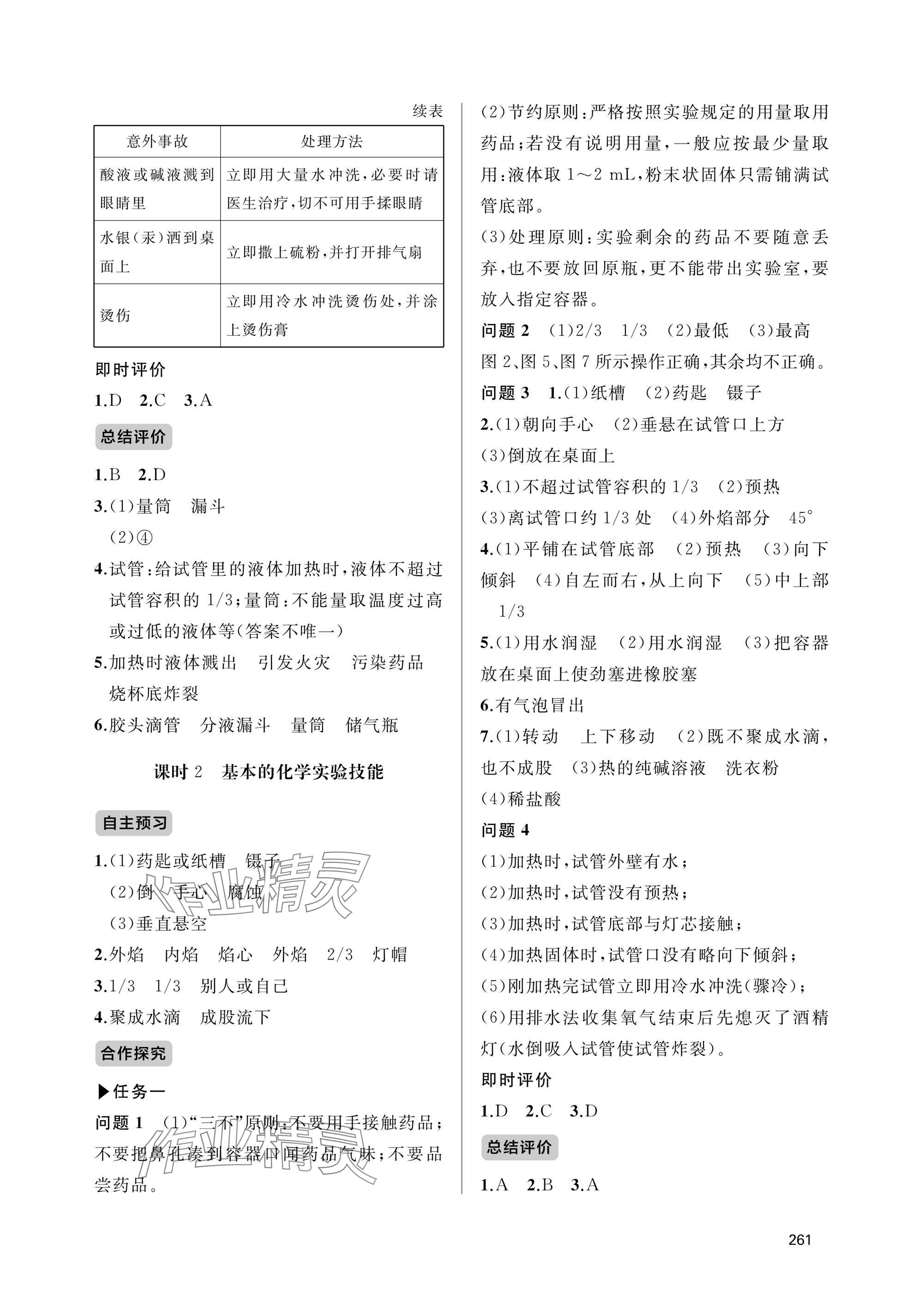 2025年新课程助学丛书九年级化学全一册人教版 参考答案第5页