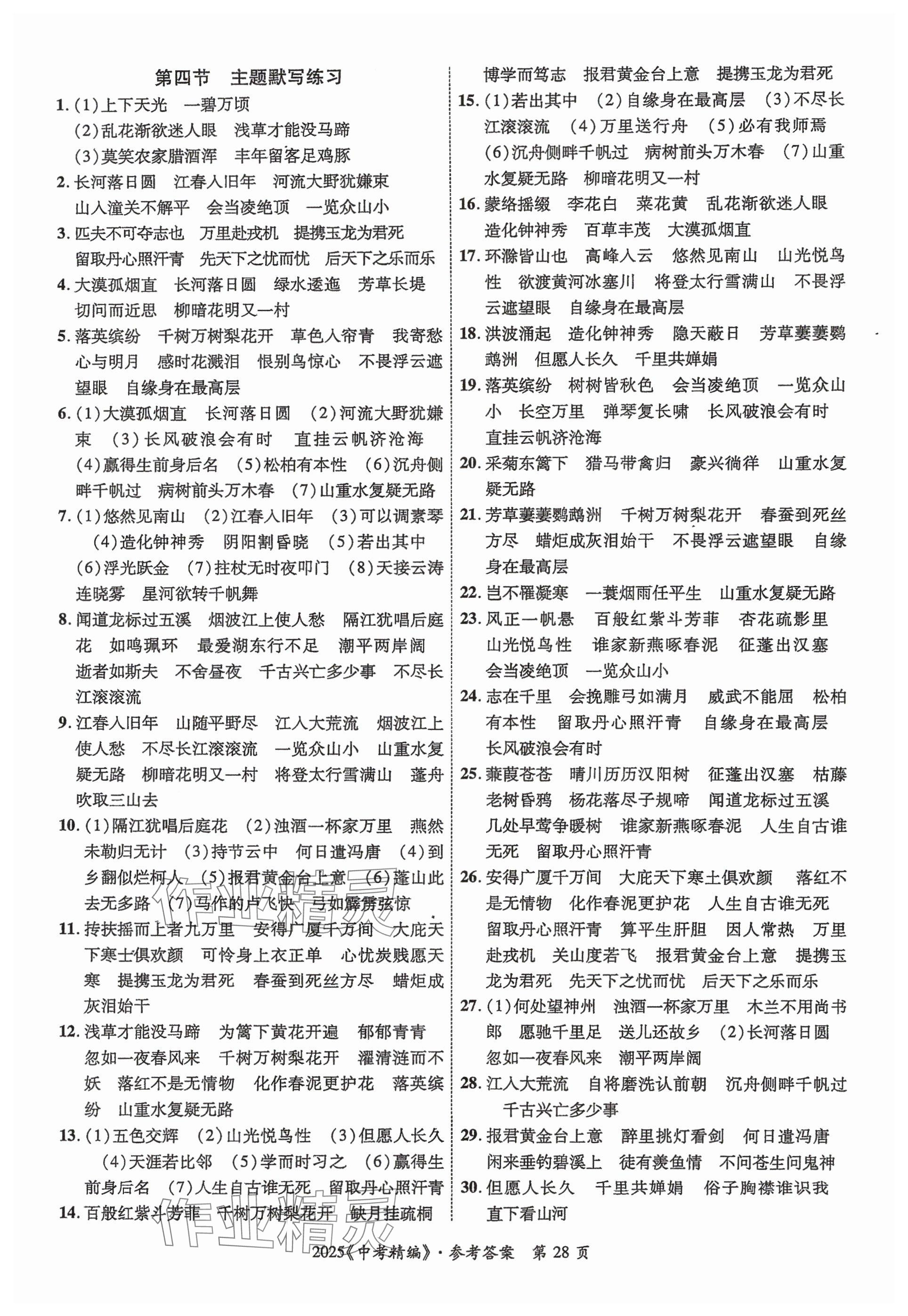 2025年中考精編語文廣東經濟出版社 參考答案第28頁