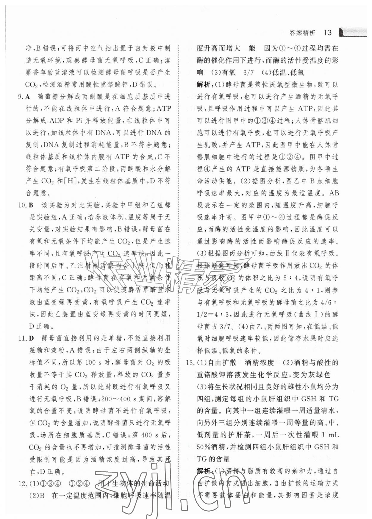 2026年金版新学案暑假作业高一生物&nbsp;参考答案第12页