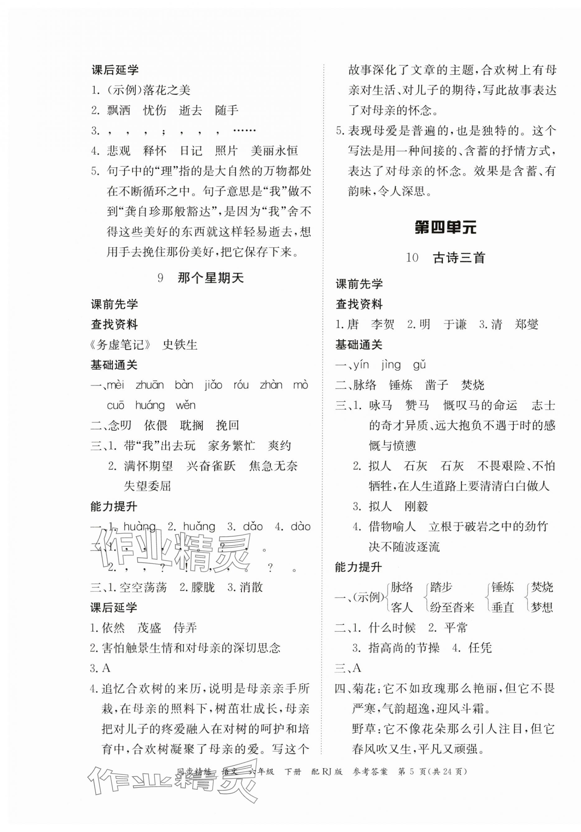 2024年同步精練廣東教育出版社六年級(jí)語(yǔ)文下冊(cè)人教版 第5頁(yè)