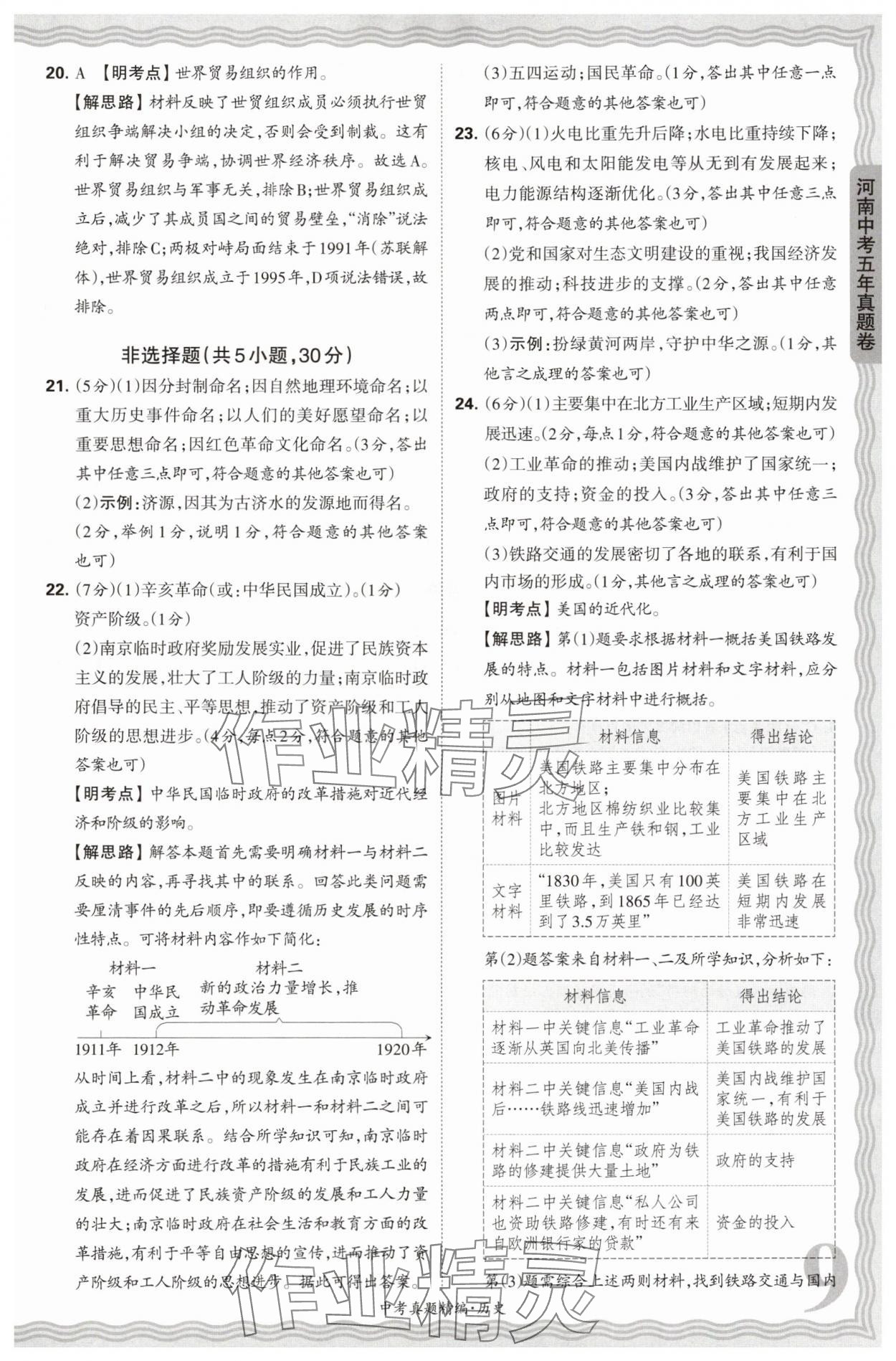 2025年王朝霞中考真題精編歷史河南中考 參考答案第9頁(yè)