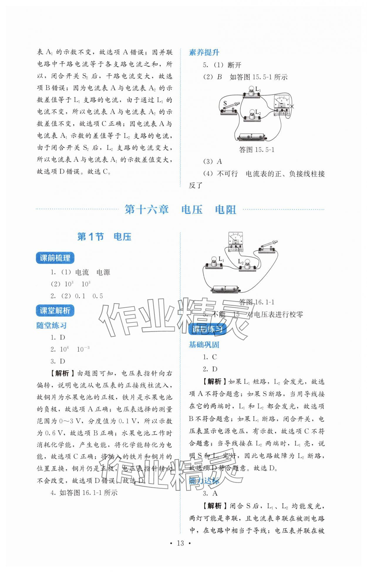 2025年人教金学典同步解析与测评九年级物理全一册人教版 第13页