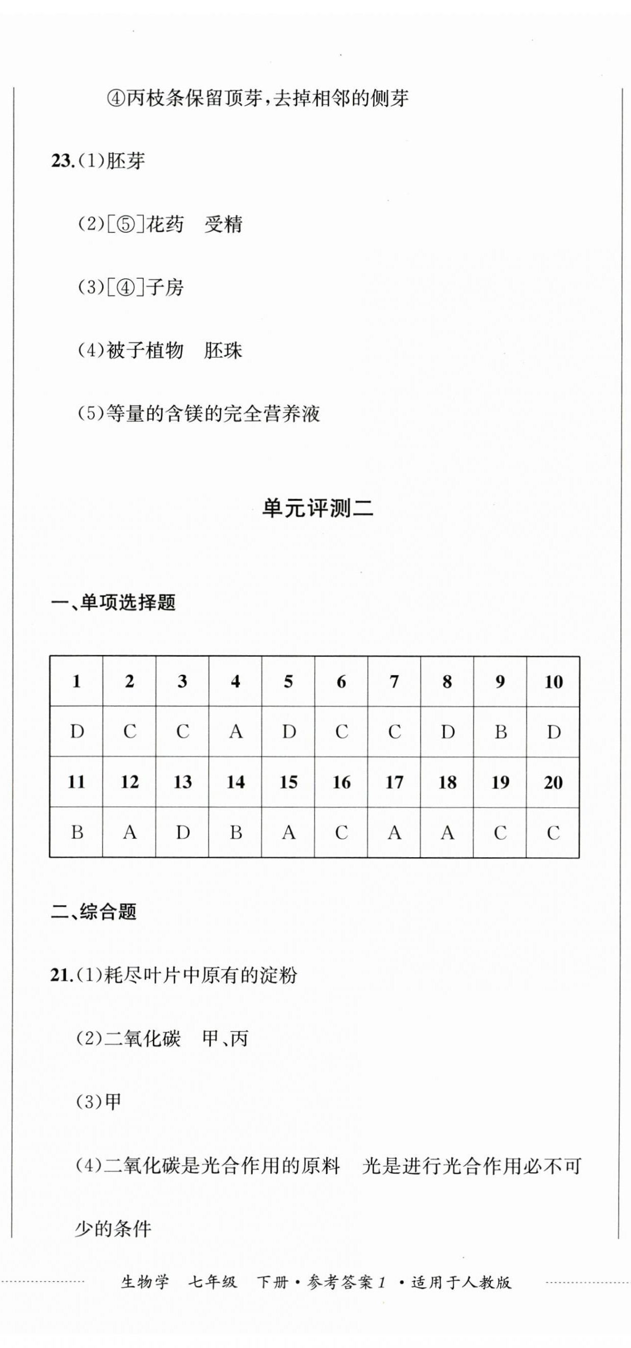 2025年同步練與測七年級生物下冊人教版 第2頁