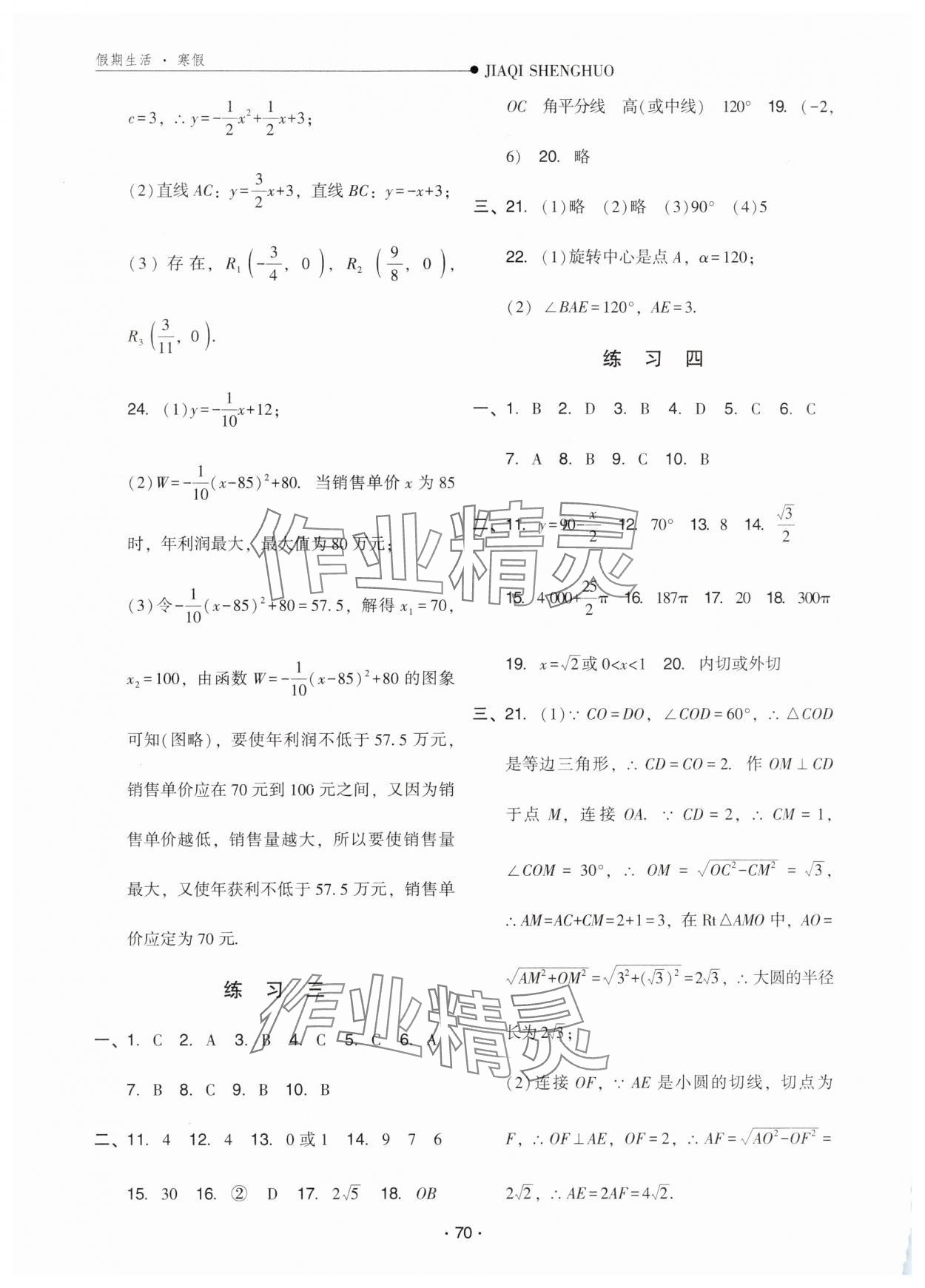 2025年假期生活方圓電子音像出版社九年級(jí)數(shù)學(xué)人教版 第2頁(yè)