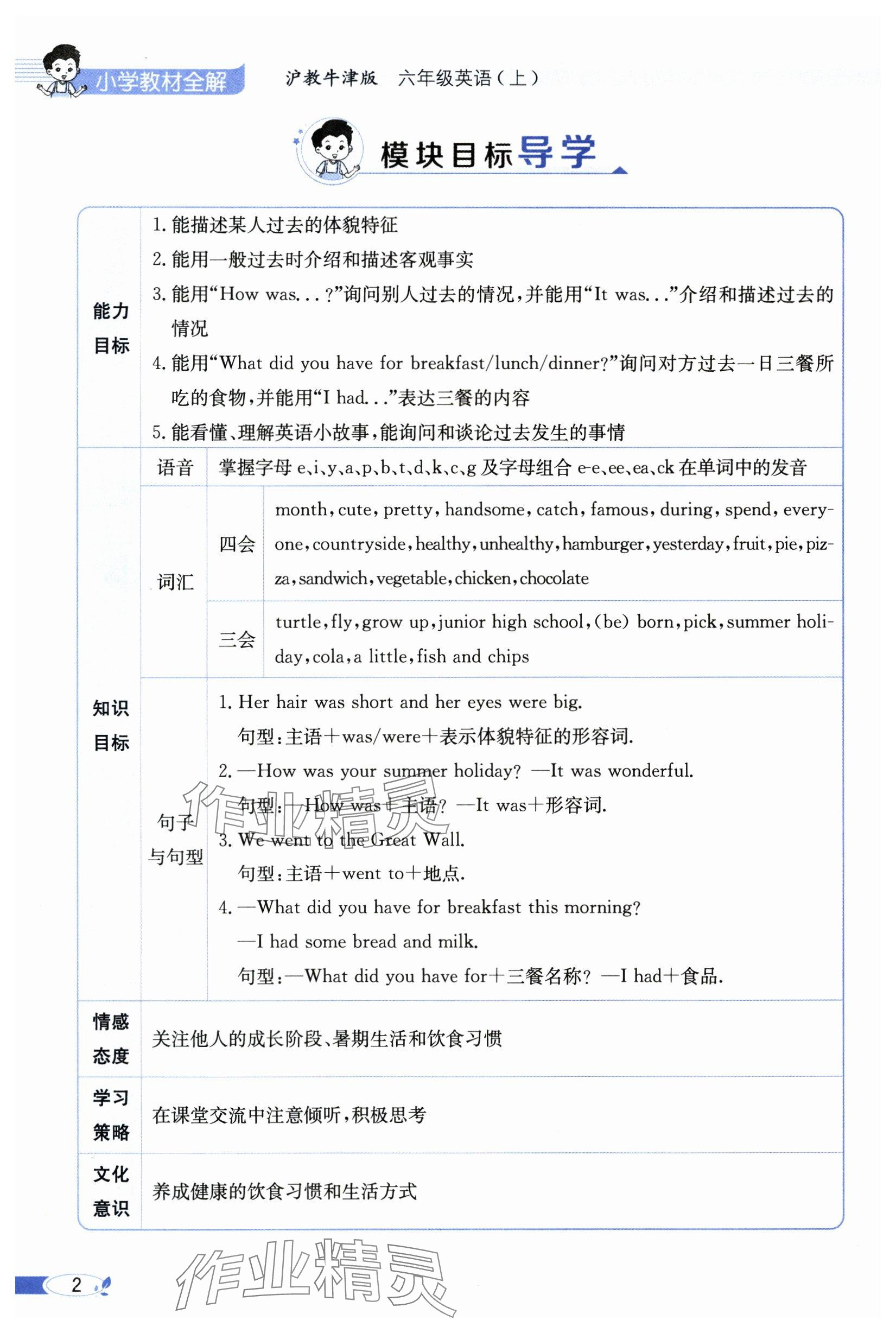 2024年教材課本六年級(jí)英語(yǔ)上冊(cè)滬教版 參考答案第2頁(yè)